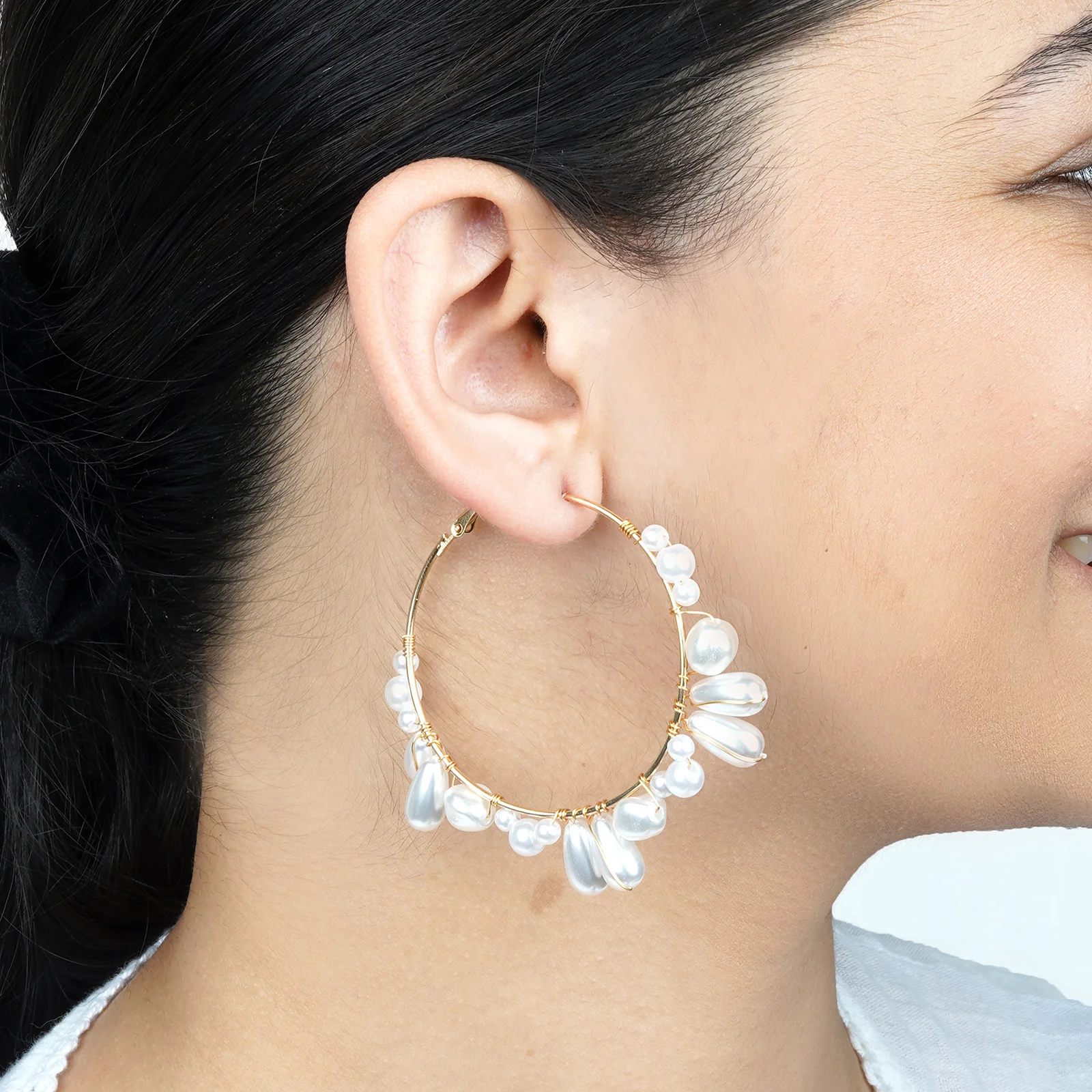 Phila Pearl Drop Hoop Earring - Image 2
