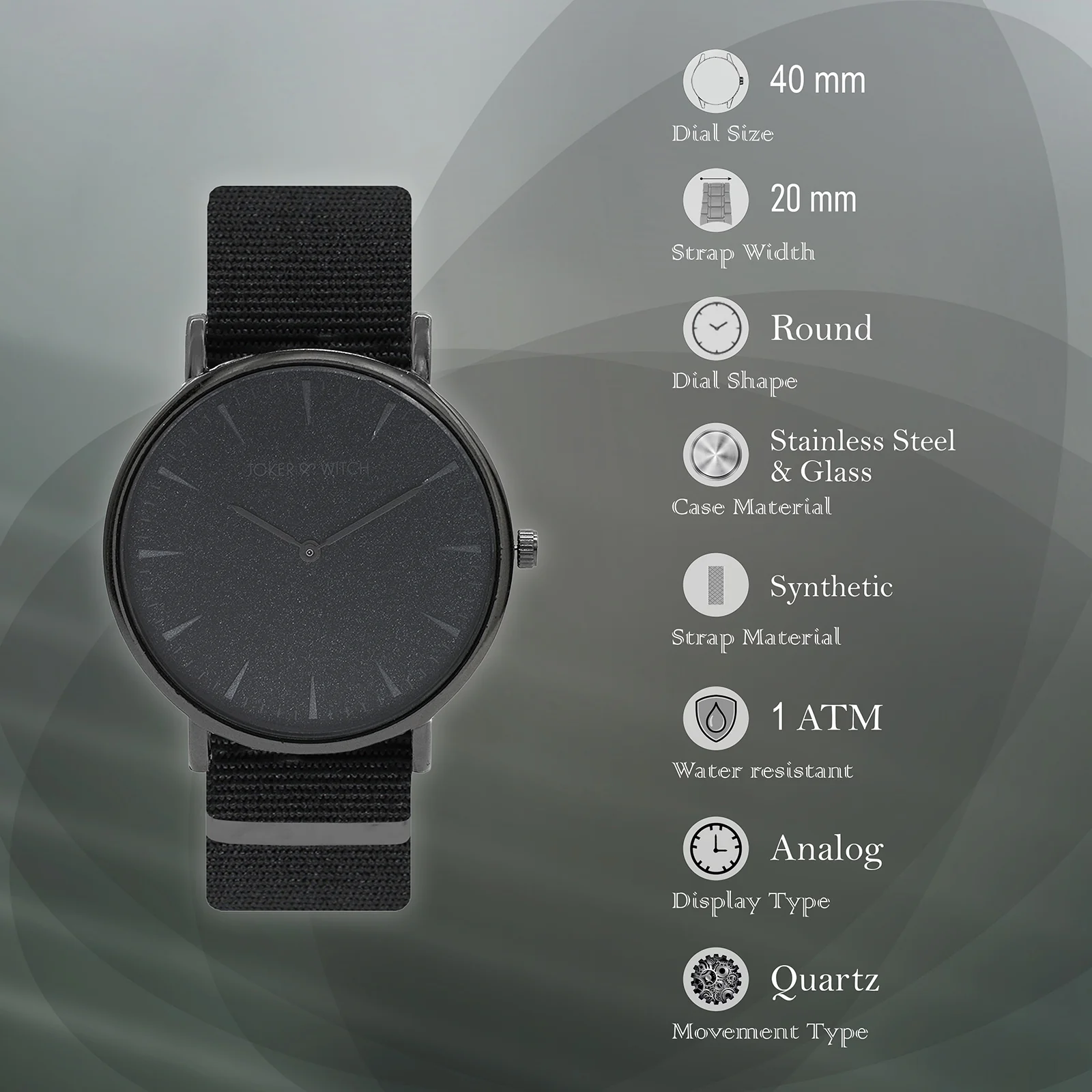 Phile Black Large Dial Nato Strap Men's Watch - Image 6