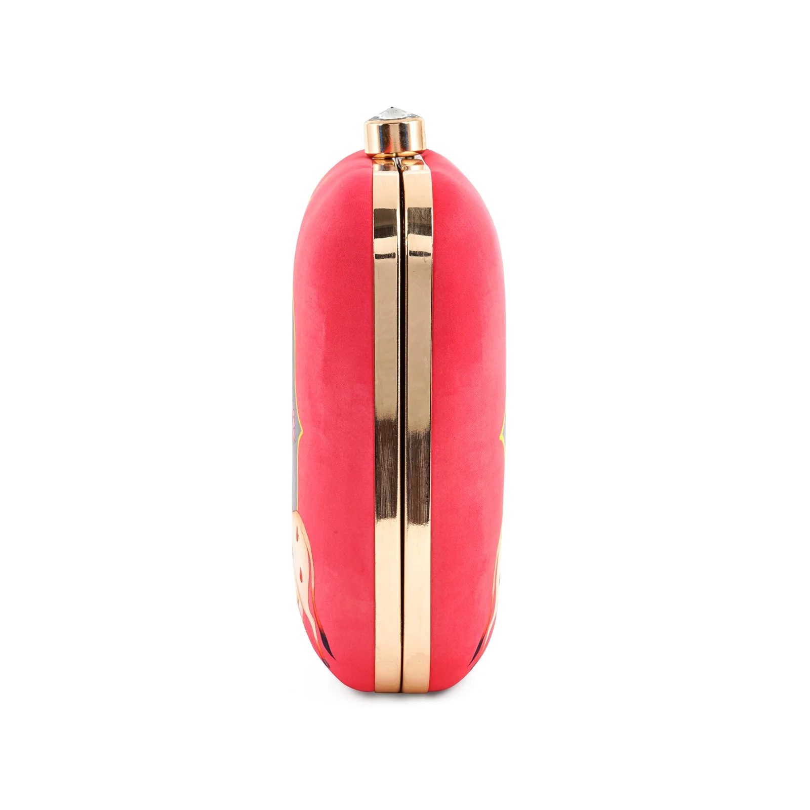 Pichwai Pop-Up Pink Stone and Printed Clutch - Image 6