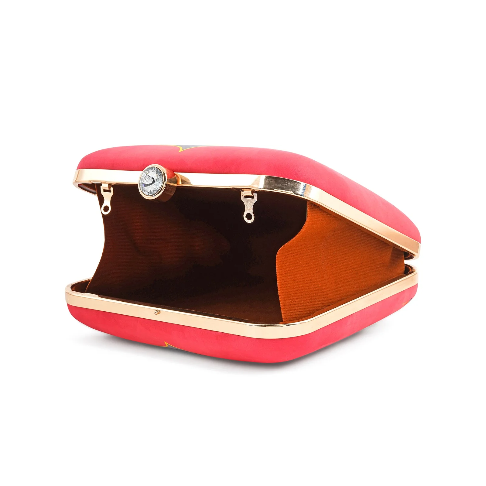 Pichwai Pop-Up Pink Stone and Printed Clutch - Image 7