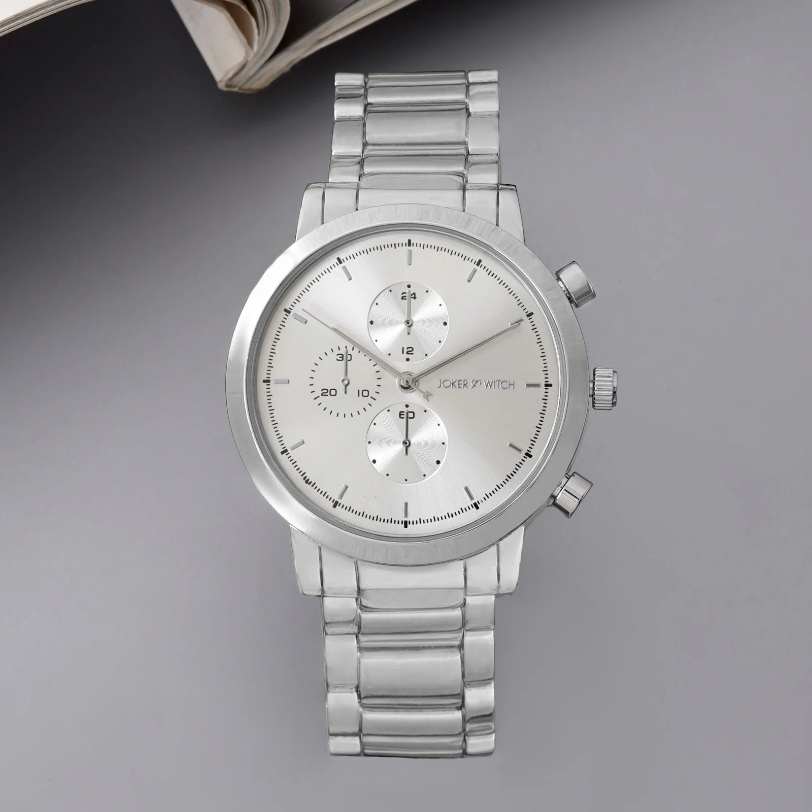 Pierce Silver Large Dial Linked Chain Strap Men's Watch - Image 2