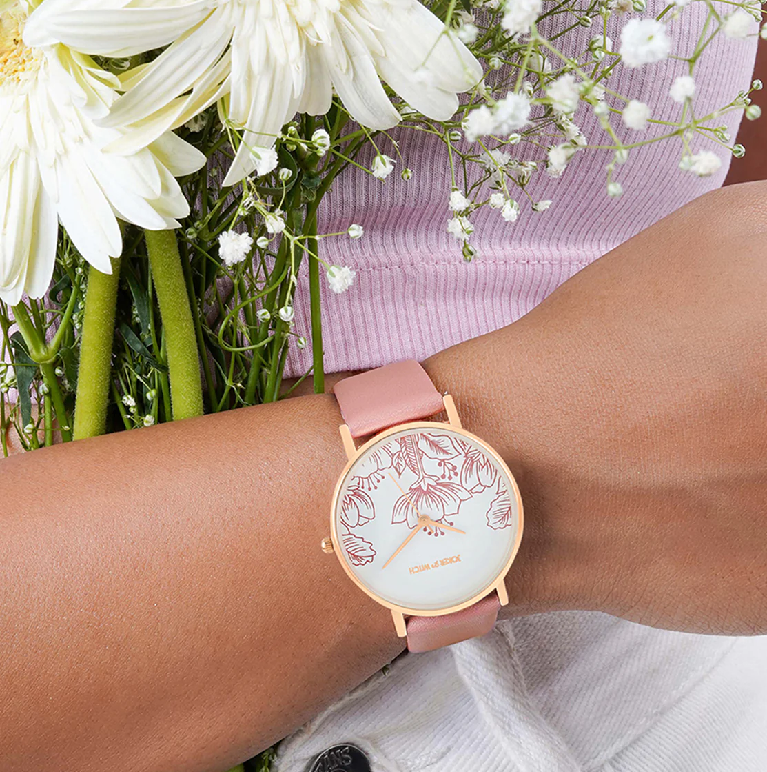 Printed Magic White Medium Dial Pink PU Strap Women's Watch - Image 3
