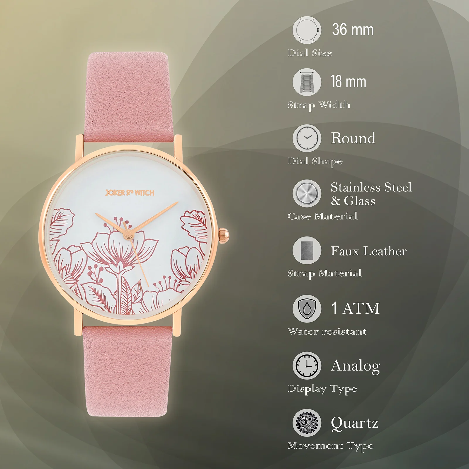 Printed Magic White Medium Dial Pink PU Strap Women's Watch - Image 7