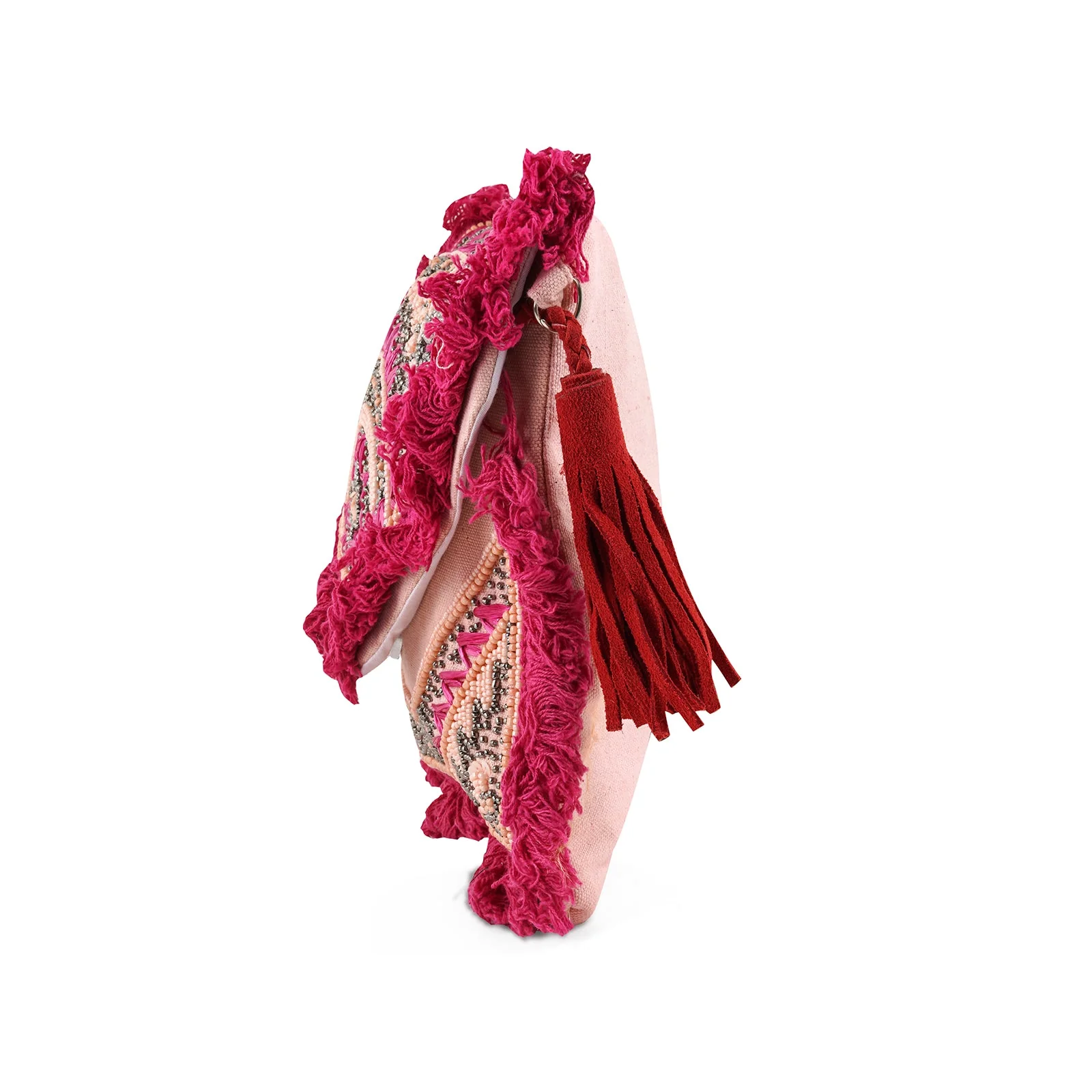 Pink Pixie Dust Tassel and Beads Banjara Bag - Image 5