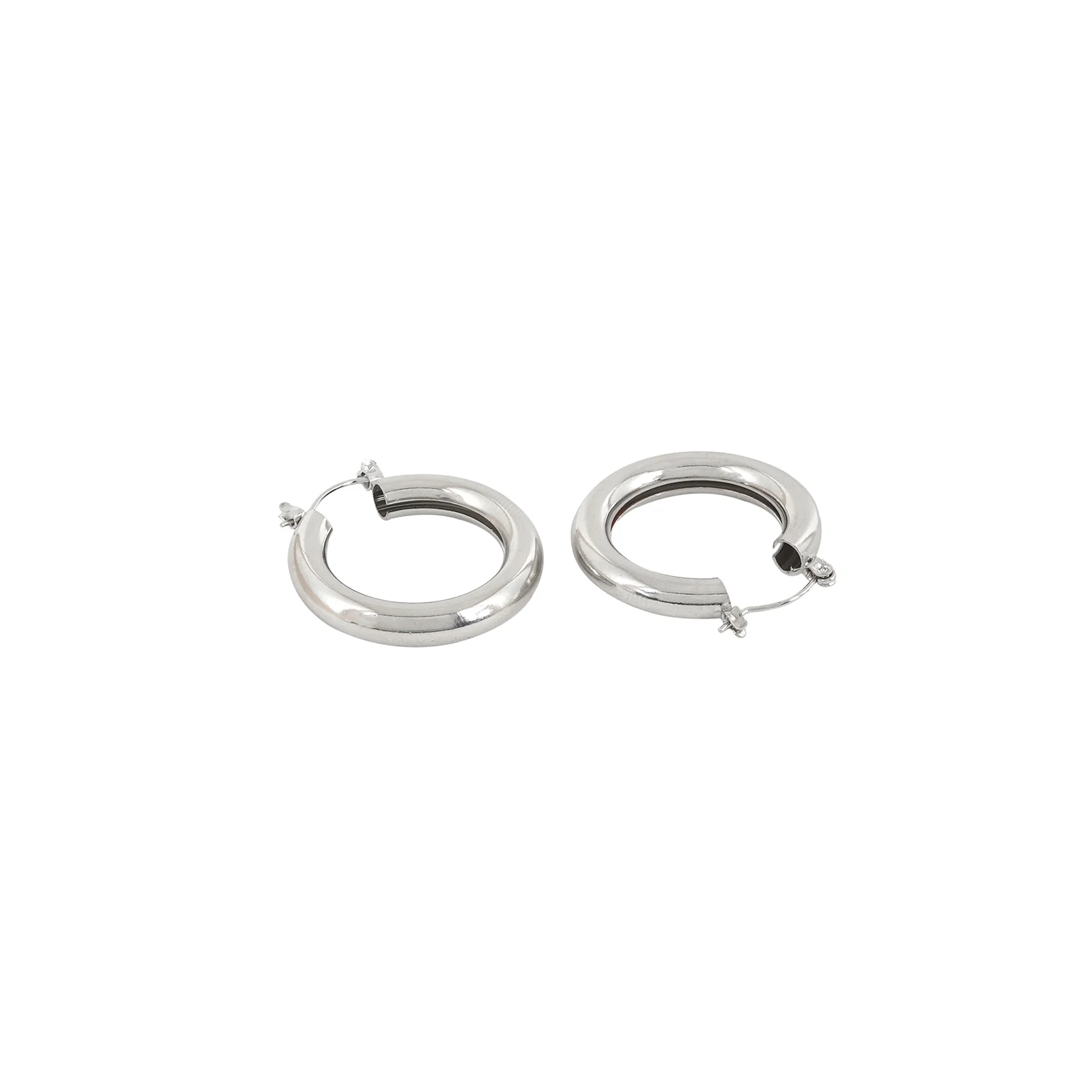 Polly Polished Silver Hoops - Image 4