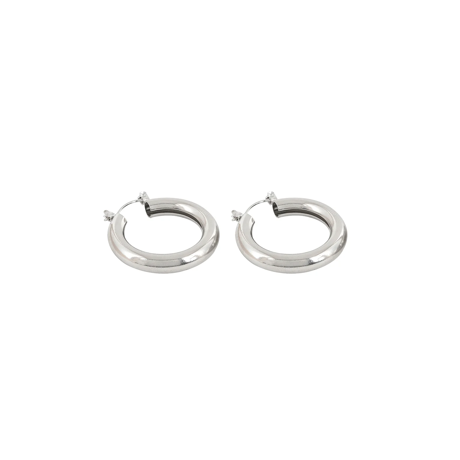 Polly Polished Silver Hoops - Image 5