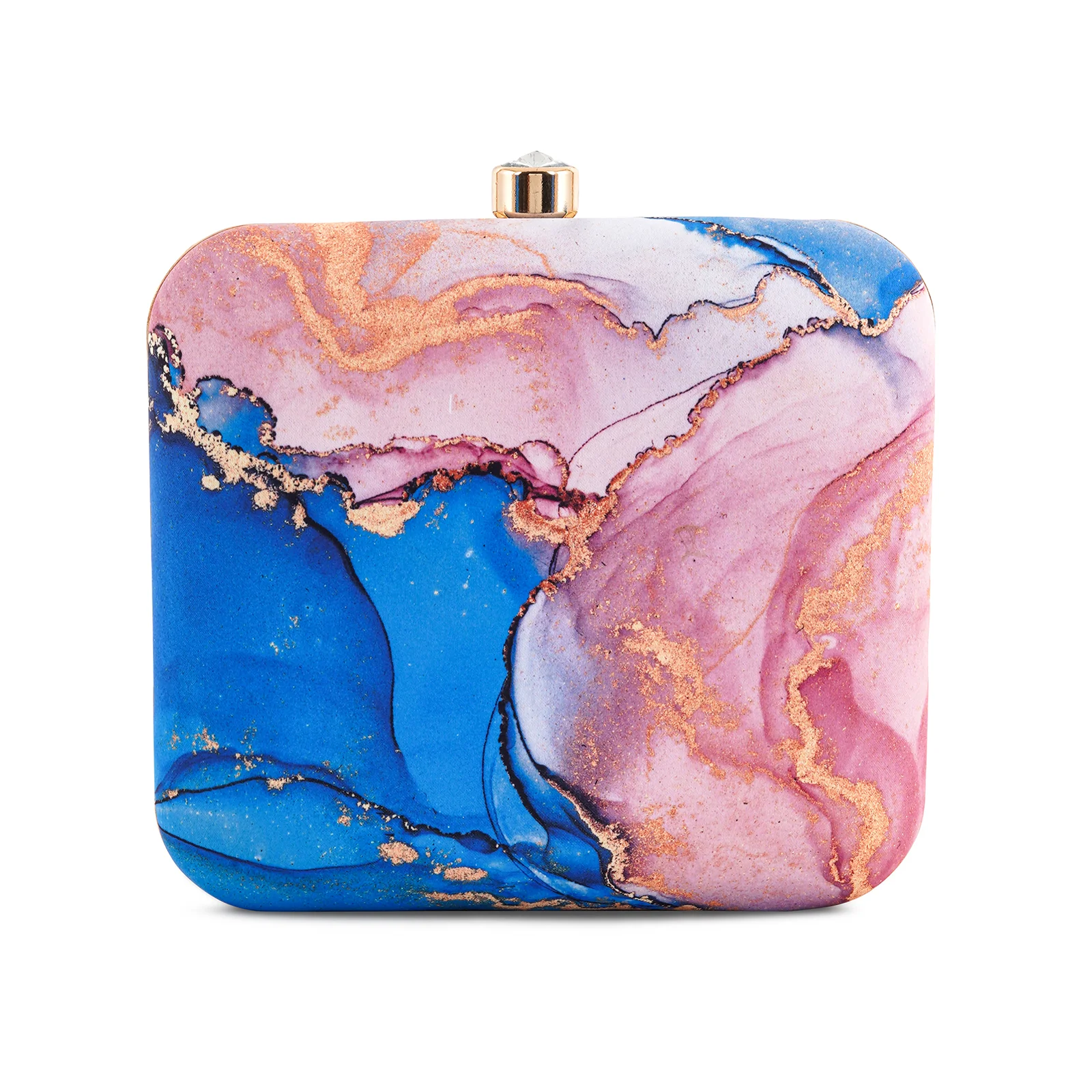 Posy Sparkle Blue And Pink Printed Clutch - Image 4