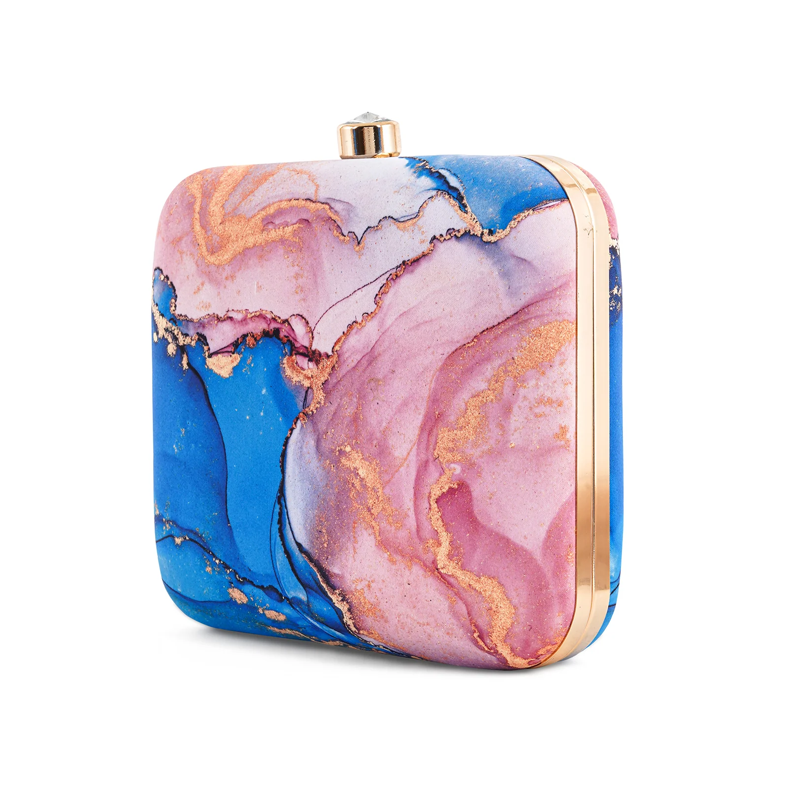 Posy Sparkle Blue And Pink Printed Clutch - Image 5