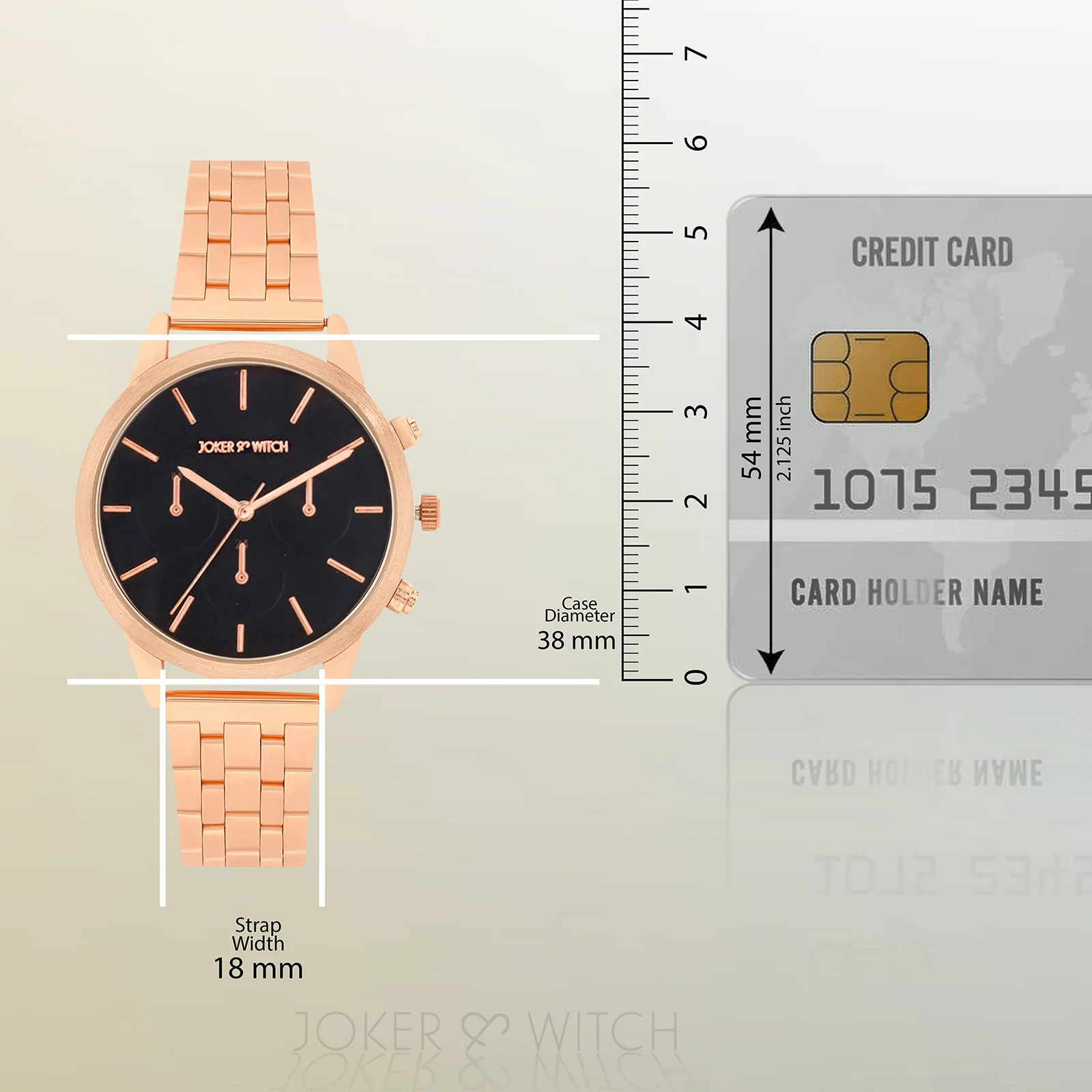 Prague Black Large Dial Rose Gold Linked Chain Strap Women's Watch - Image 8