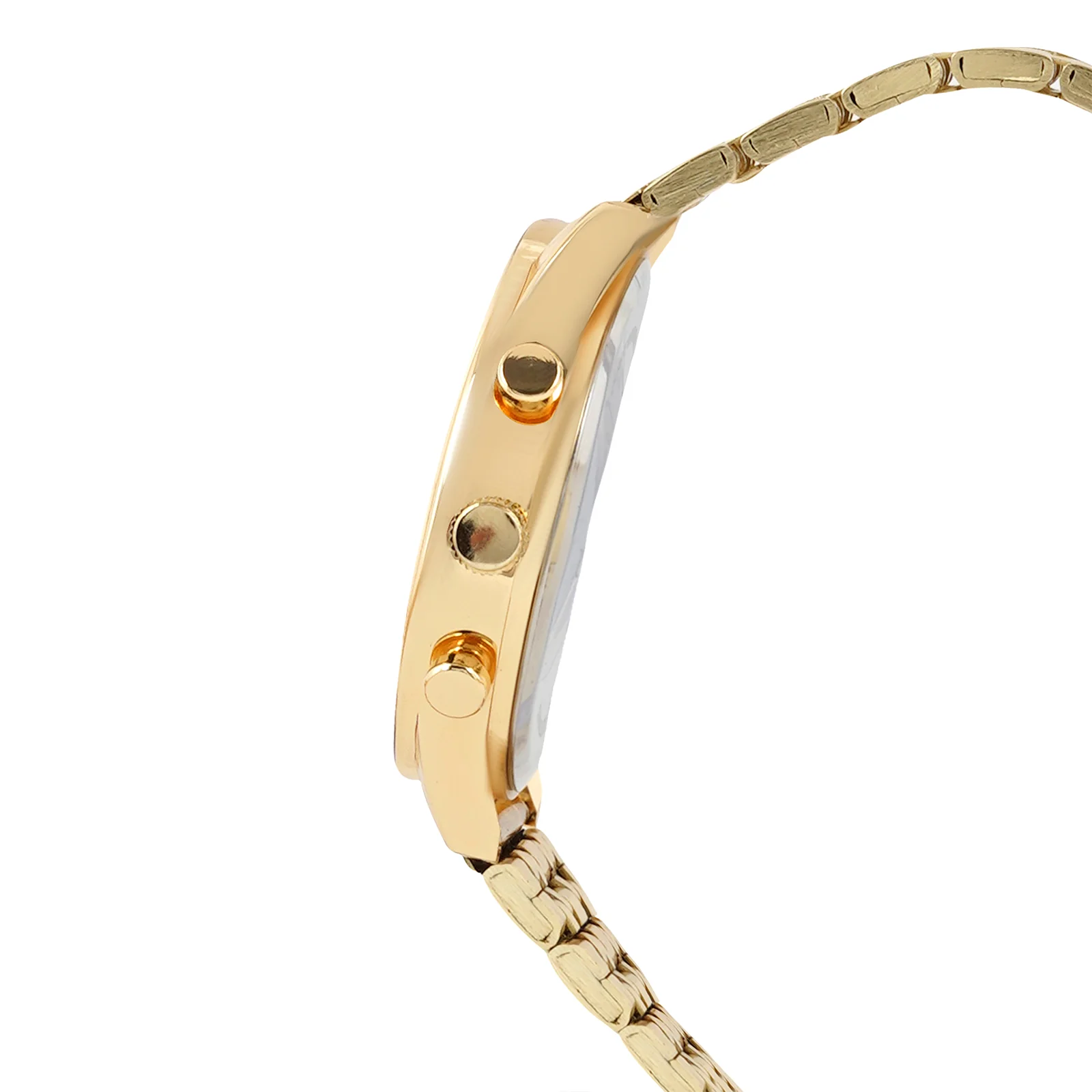 Prague White Large Dial Gold Linked Chain Strap Women's Watch - Image 5