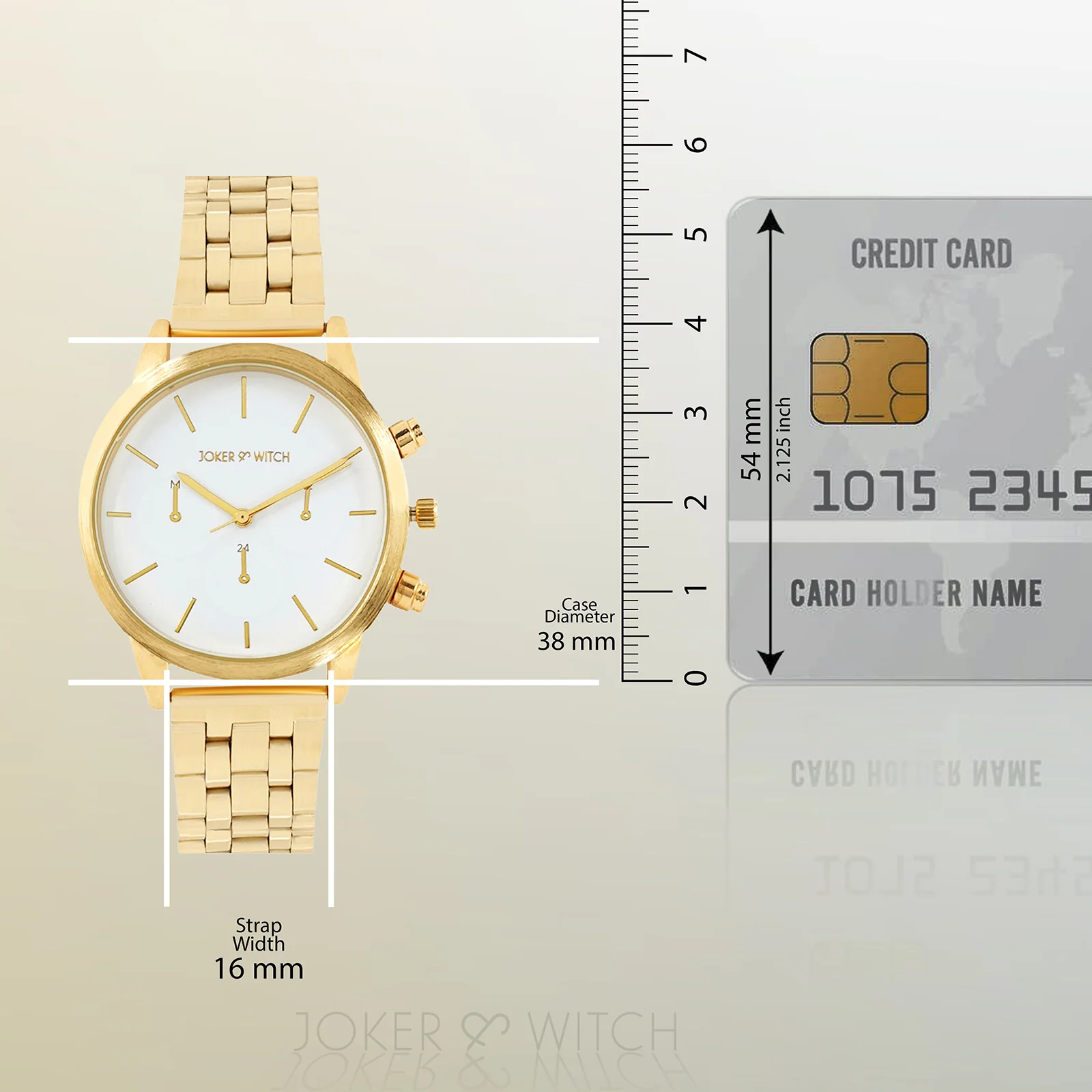 Prague White Large Dial Gold Linked Chain Strap Women's Watch - Image 8