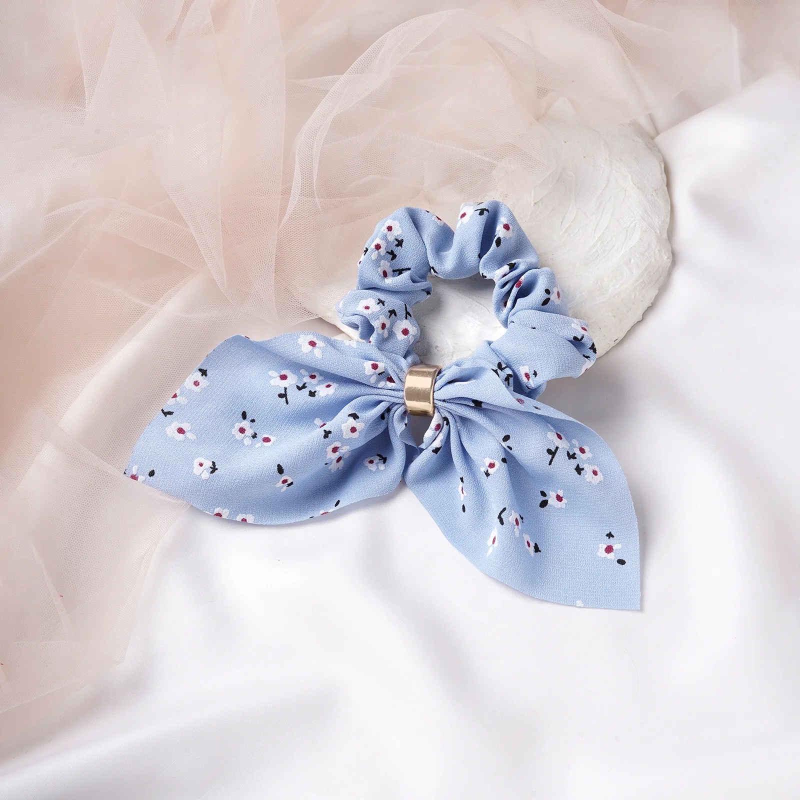 Bewitched Pretty Floral Light Blue Scrunchie - Image 2