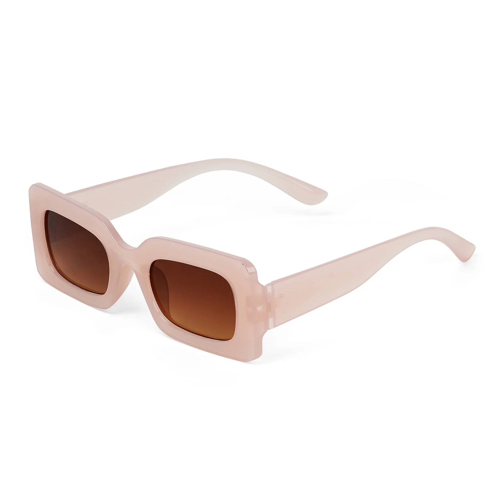 Pretza Beige and Brown Rectangle Sunglasses - Image 4