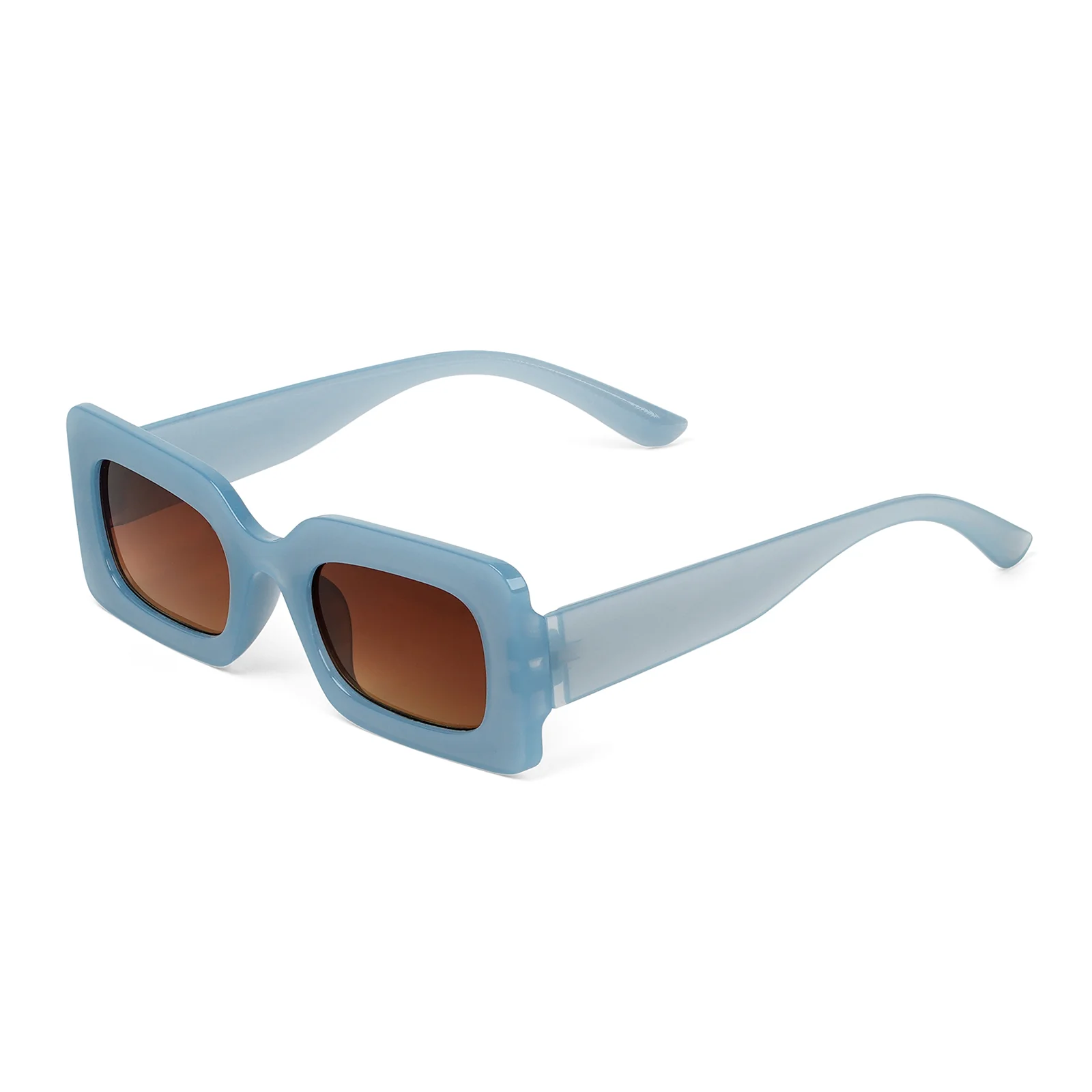 Pretza Blue and Brown  Rectangle Sunglasses - Image 4