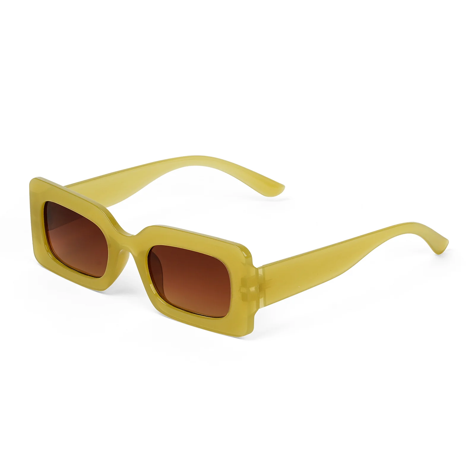 Pretza Yellow and Brown  Rectangle Sunglasses - Image 4