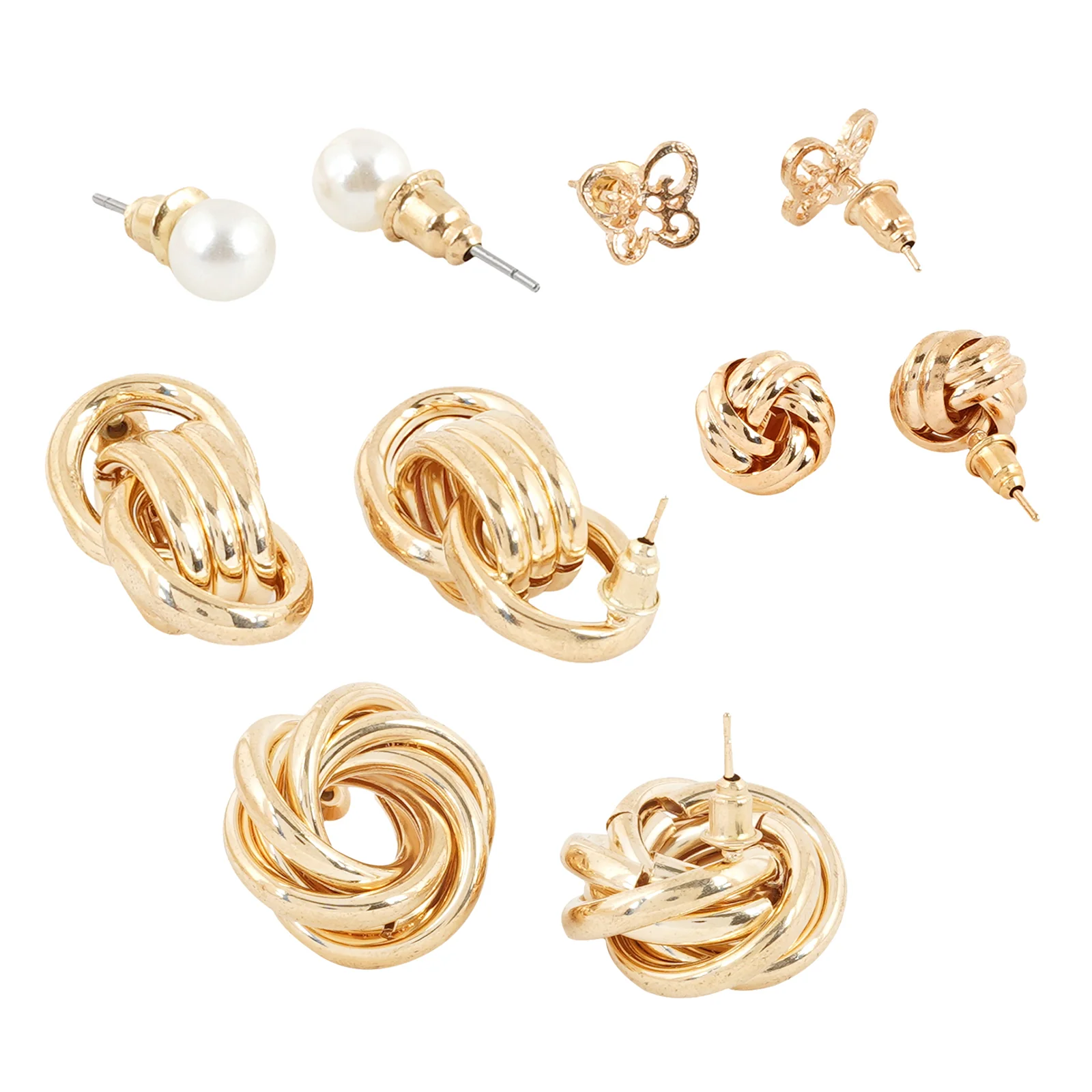 Pretzel Gold Stud Earring Set - Image 3