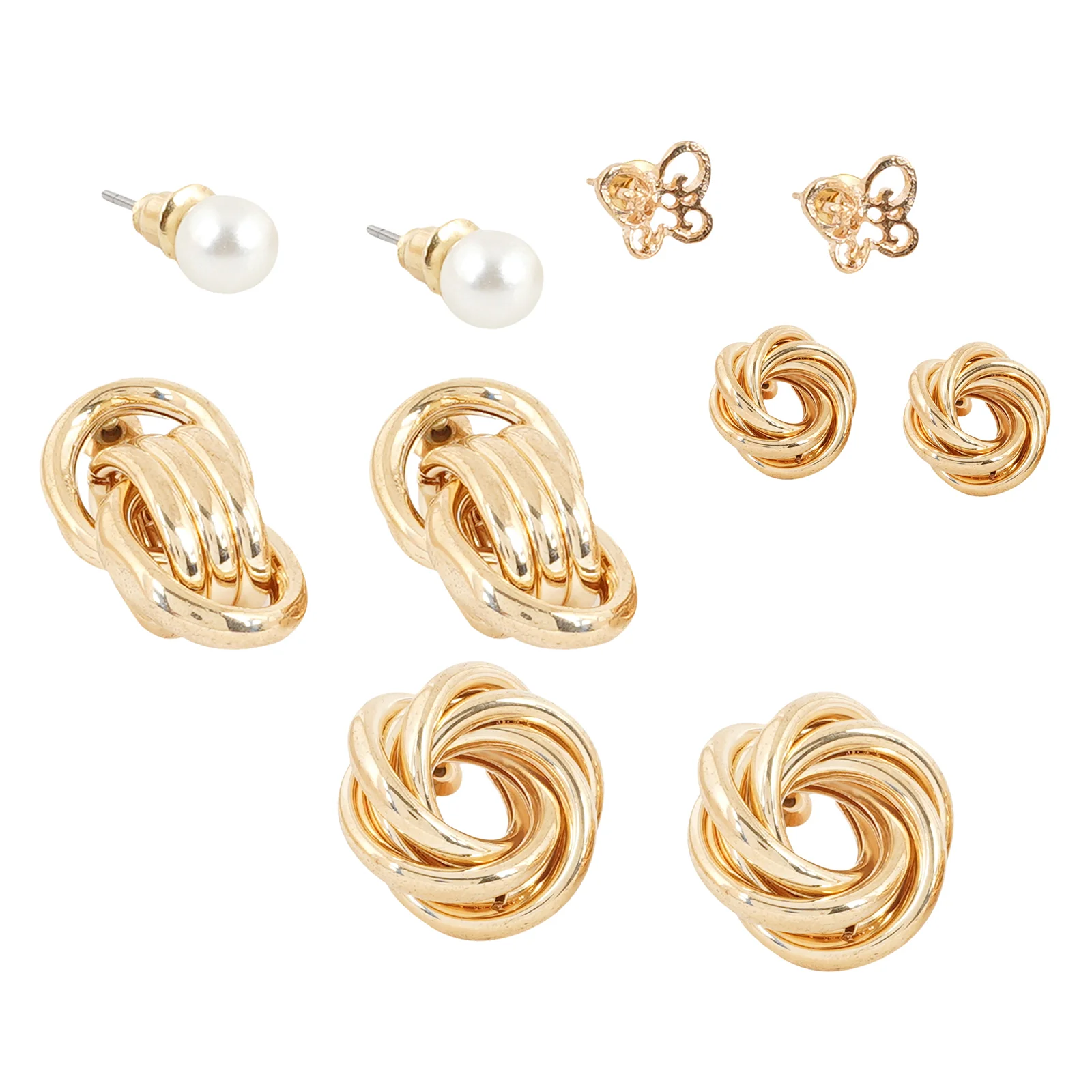 Pretzel Gold Stud Earring Set - Image 4