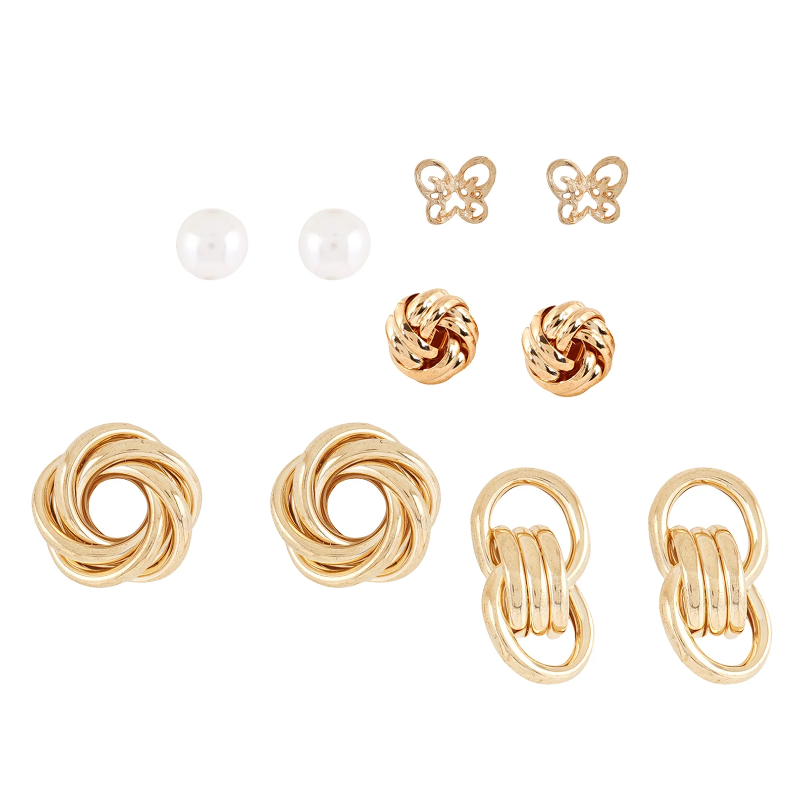 Pretzel Gold Stud Earring Set - Image 5