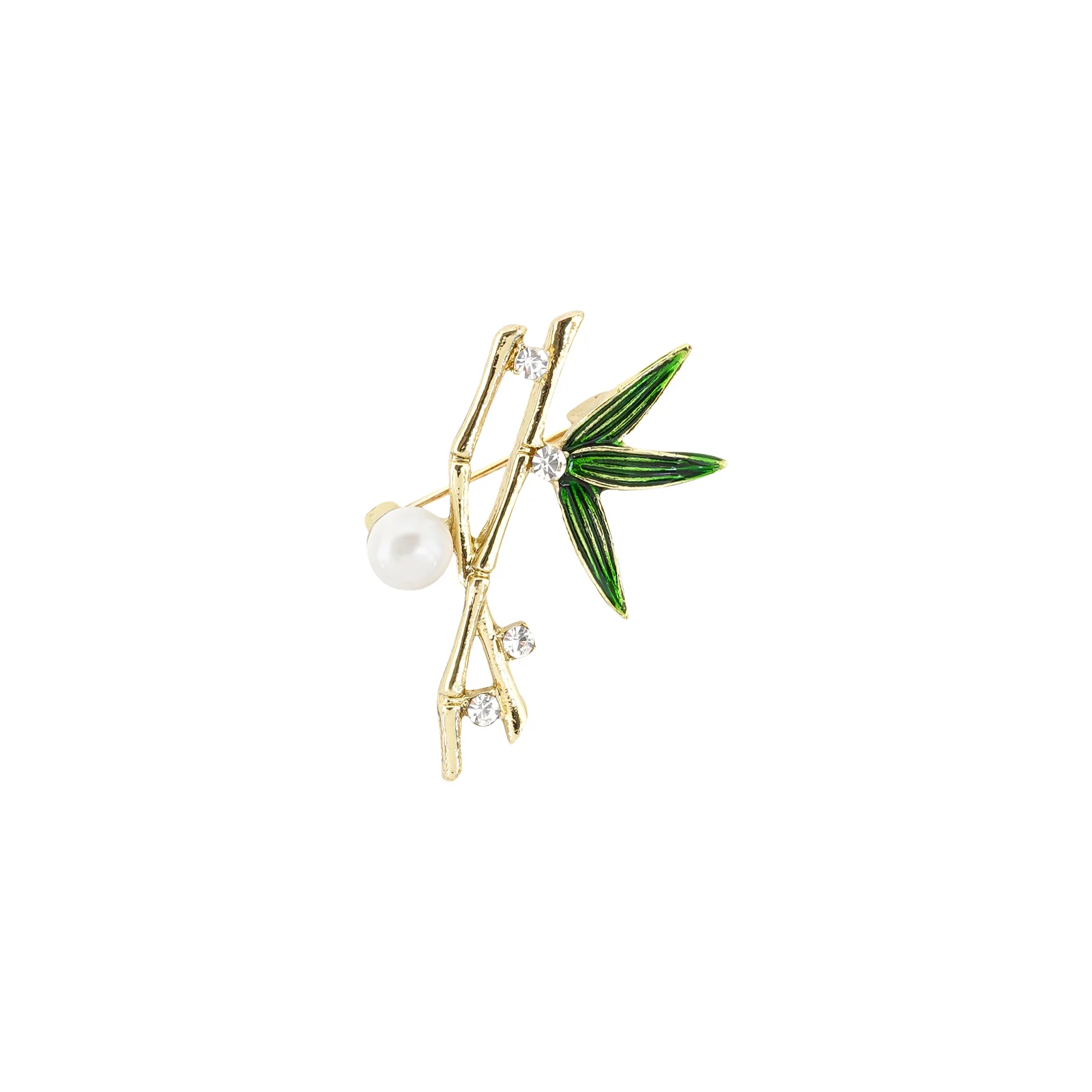 Privy Floral White And Gold Rhinestone Brooch - Image 3