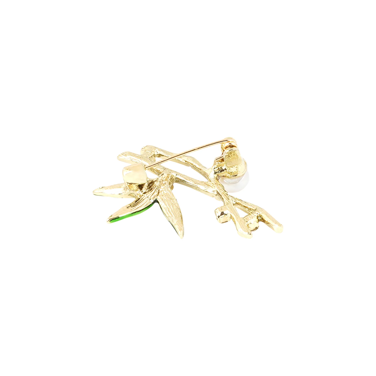 Privy Floral White And Gold Rhinestone Brooch - Image 5