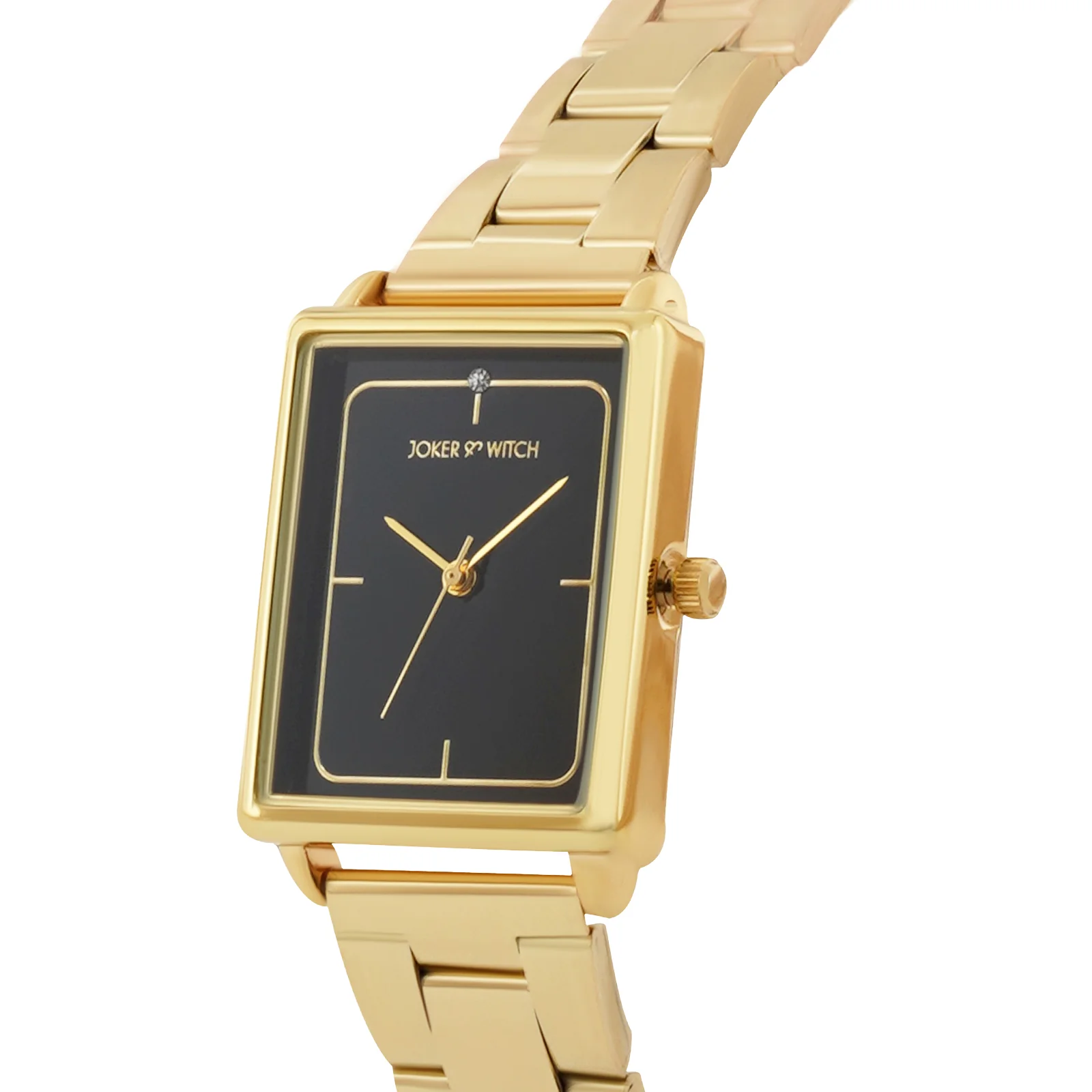 Quad Black Small Rectangle Dial Gold Linked Chain Strap Women's Watch - Image 4