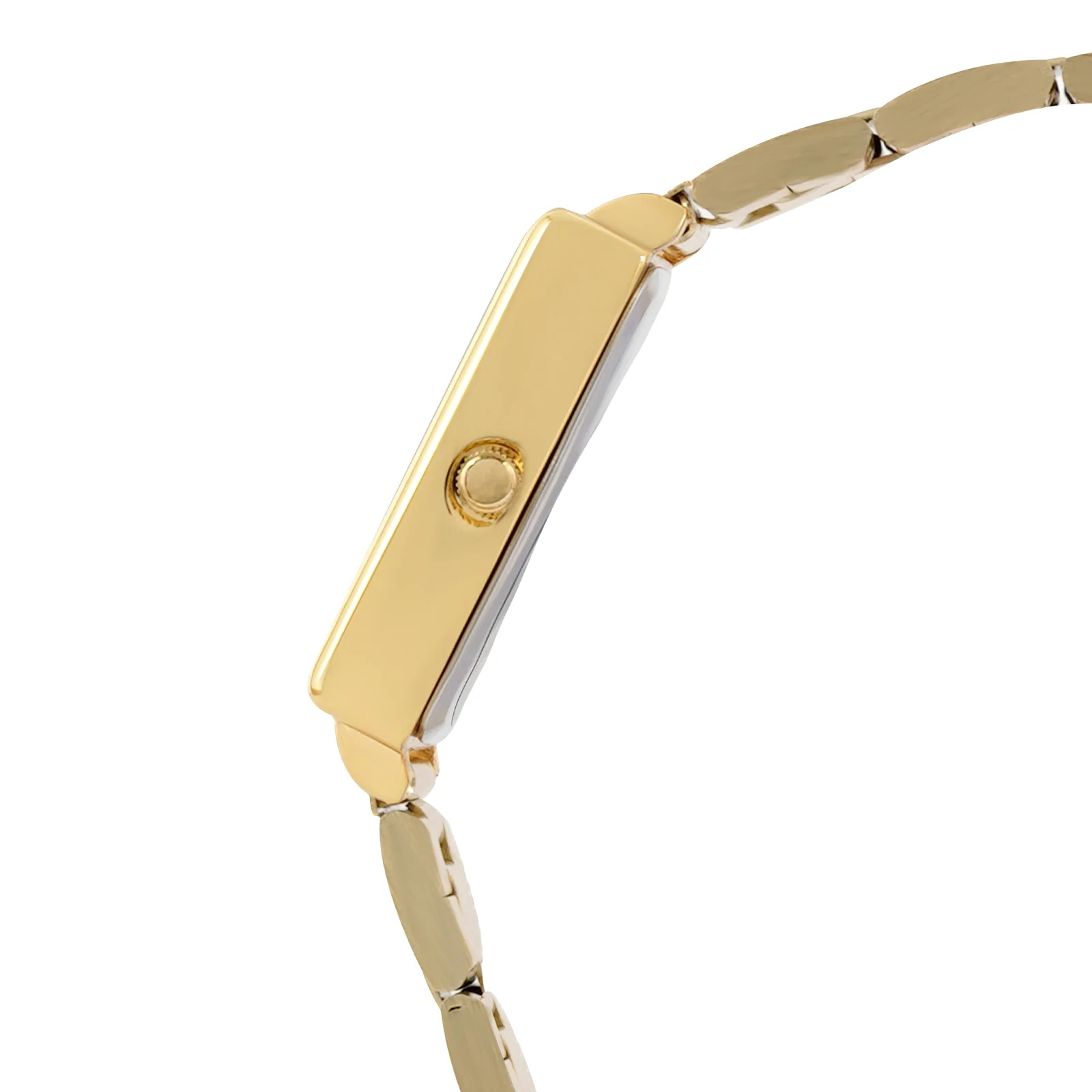 Quad Black Small Rectangle Dial Gold Linked Chain Strap Women's Watch - Image 5