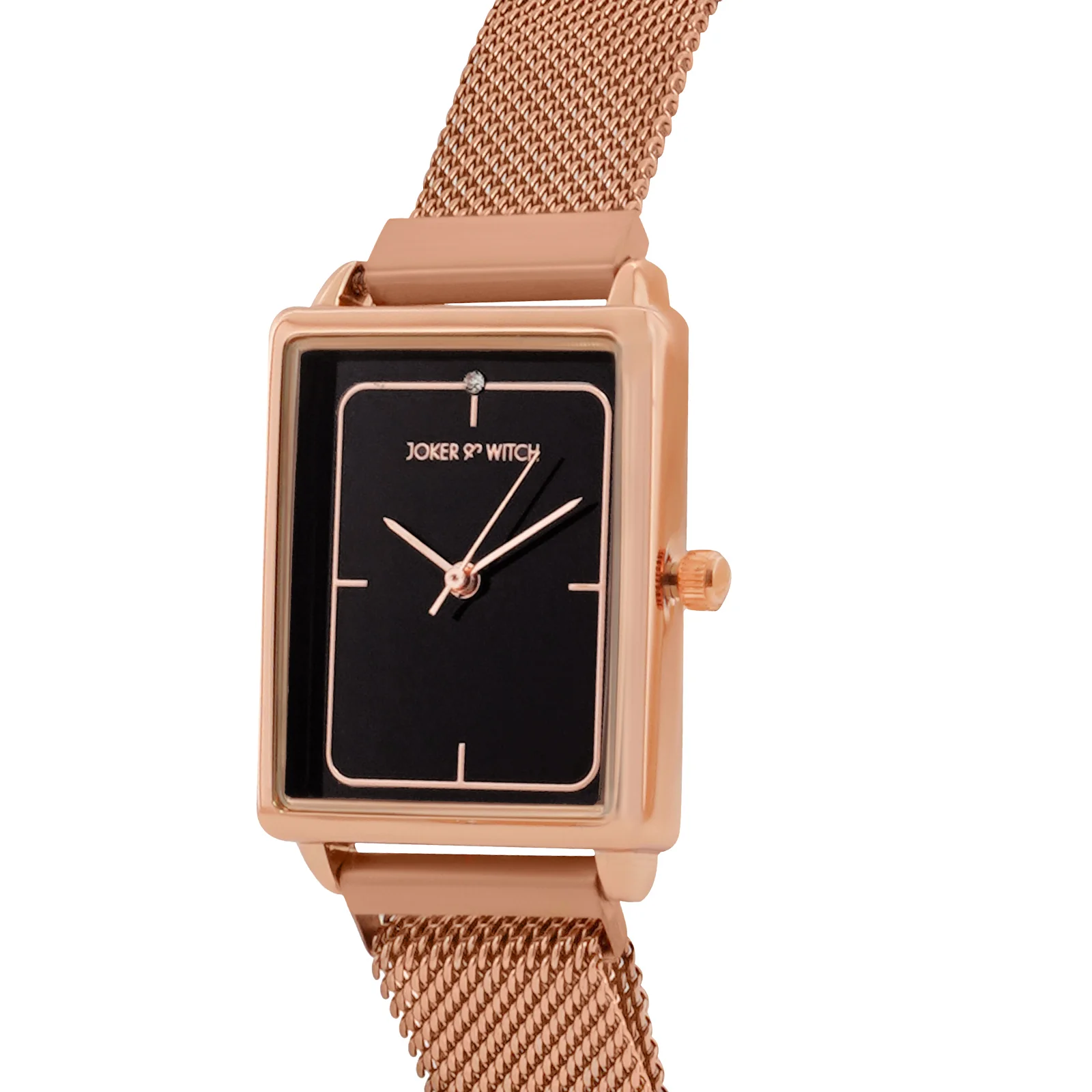 Quad Black Small Rectangle Dial Rose Gold Magnetic Strap Women's Watch - Image 4