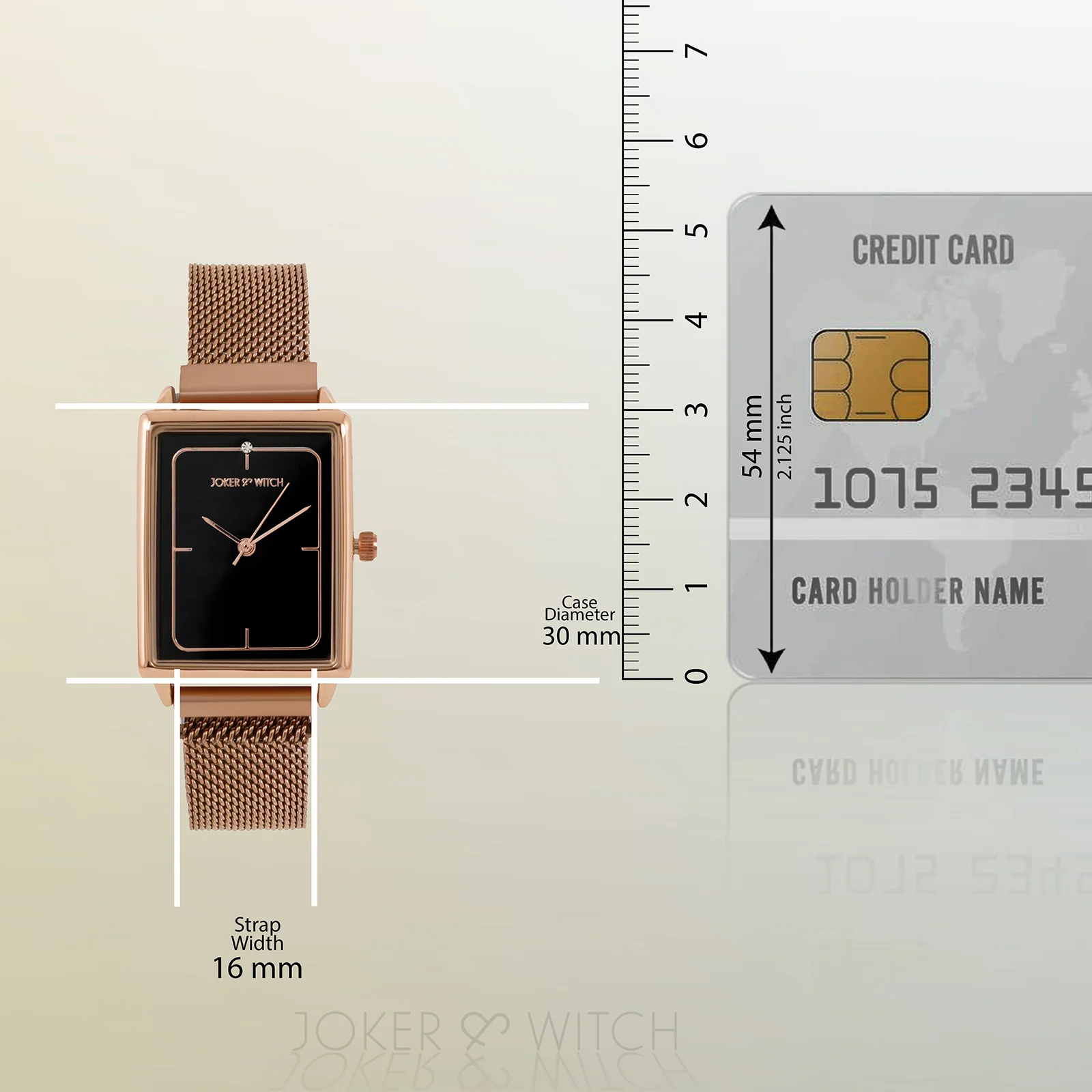 Quad Black Small Rectangle Dial Rose Gold Magnetic Strap Women's Watch - Image 8