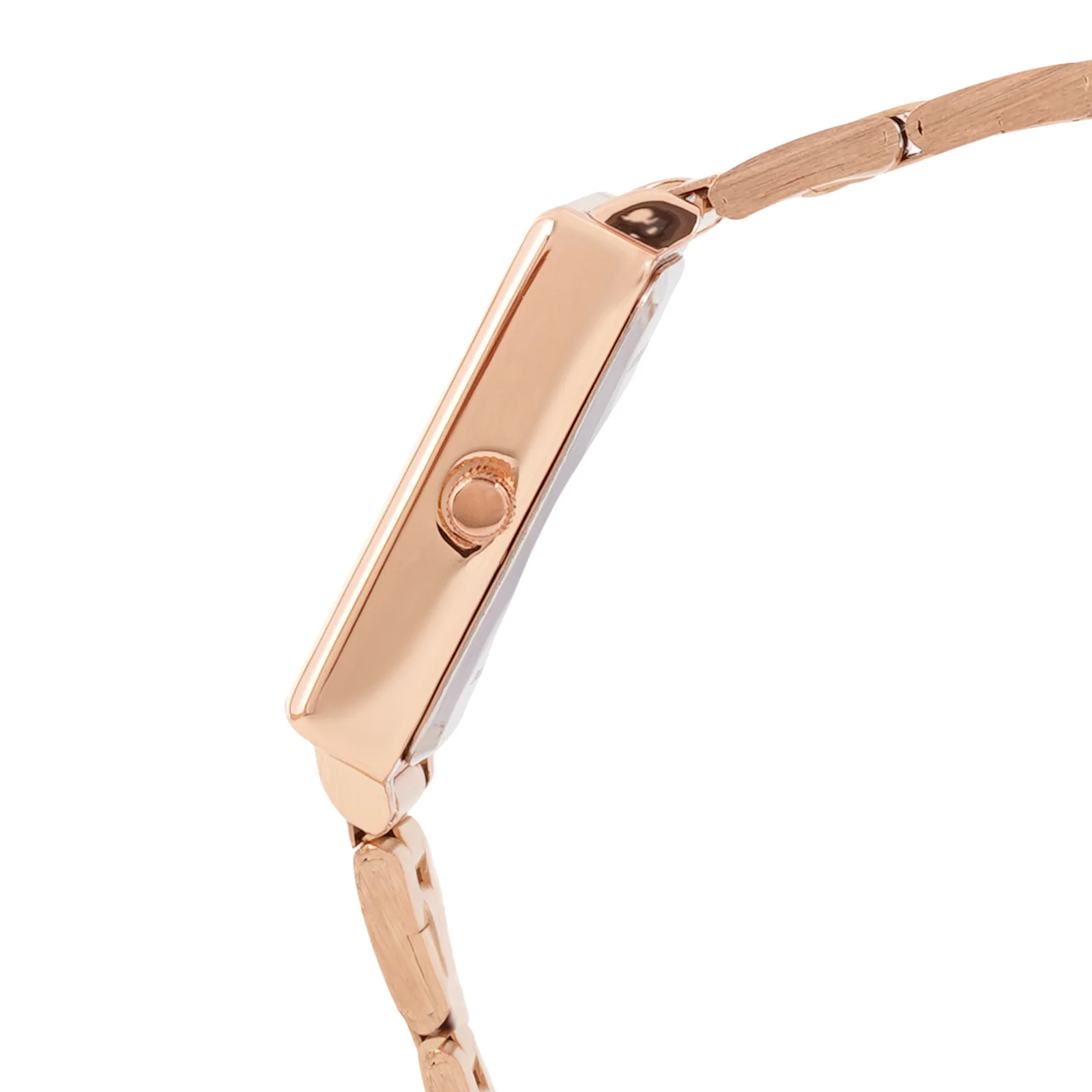 Quad Black Small Rectangle Dial Rose Gold Linked Chain Strap Women's Watch - Image 5