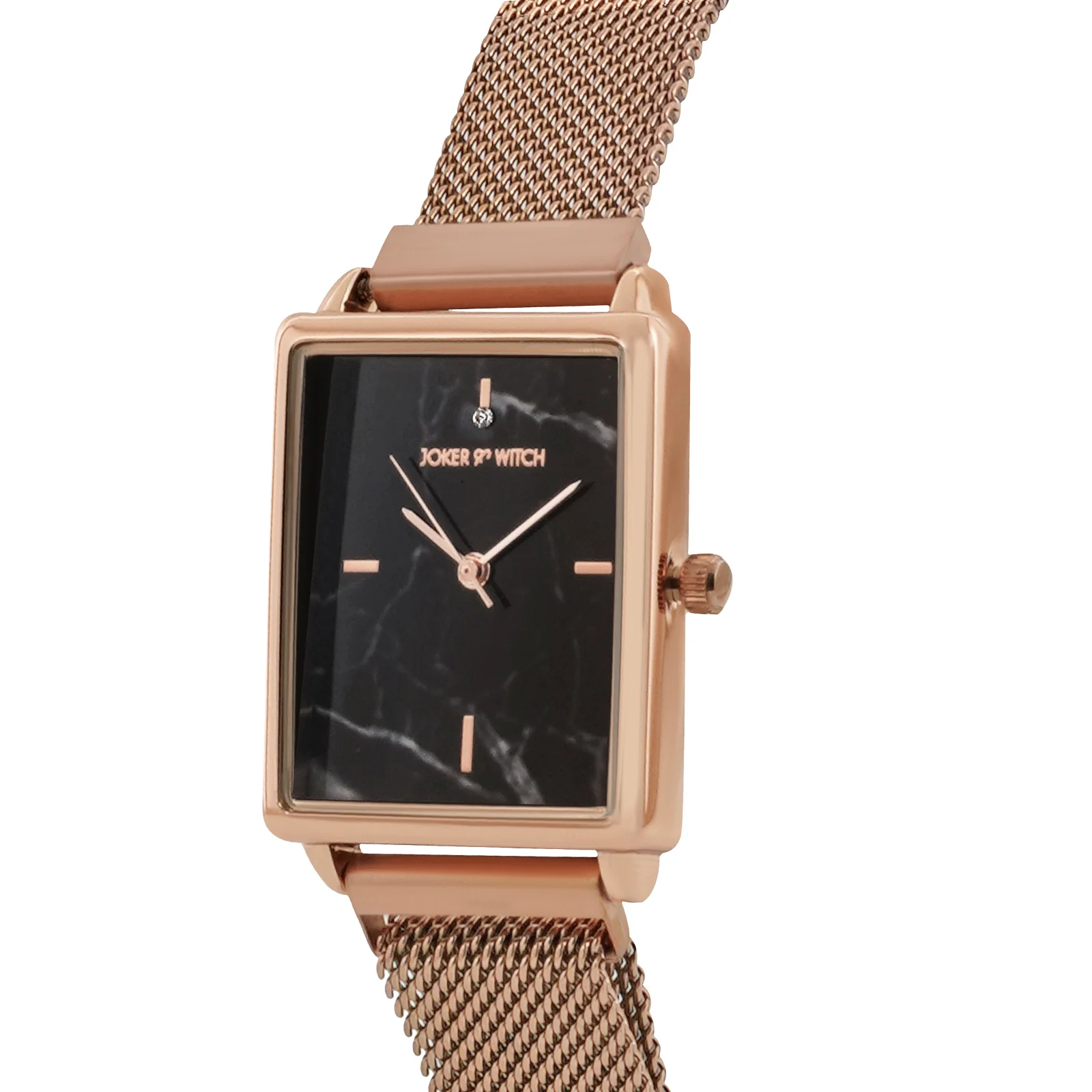 Quad Black Small Rectangle Marble Dial Rose Gold Magnetic Strap Women's Watch - Image 4