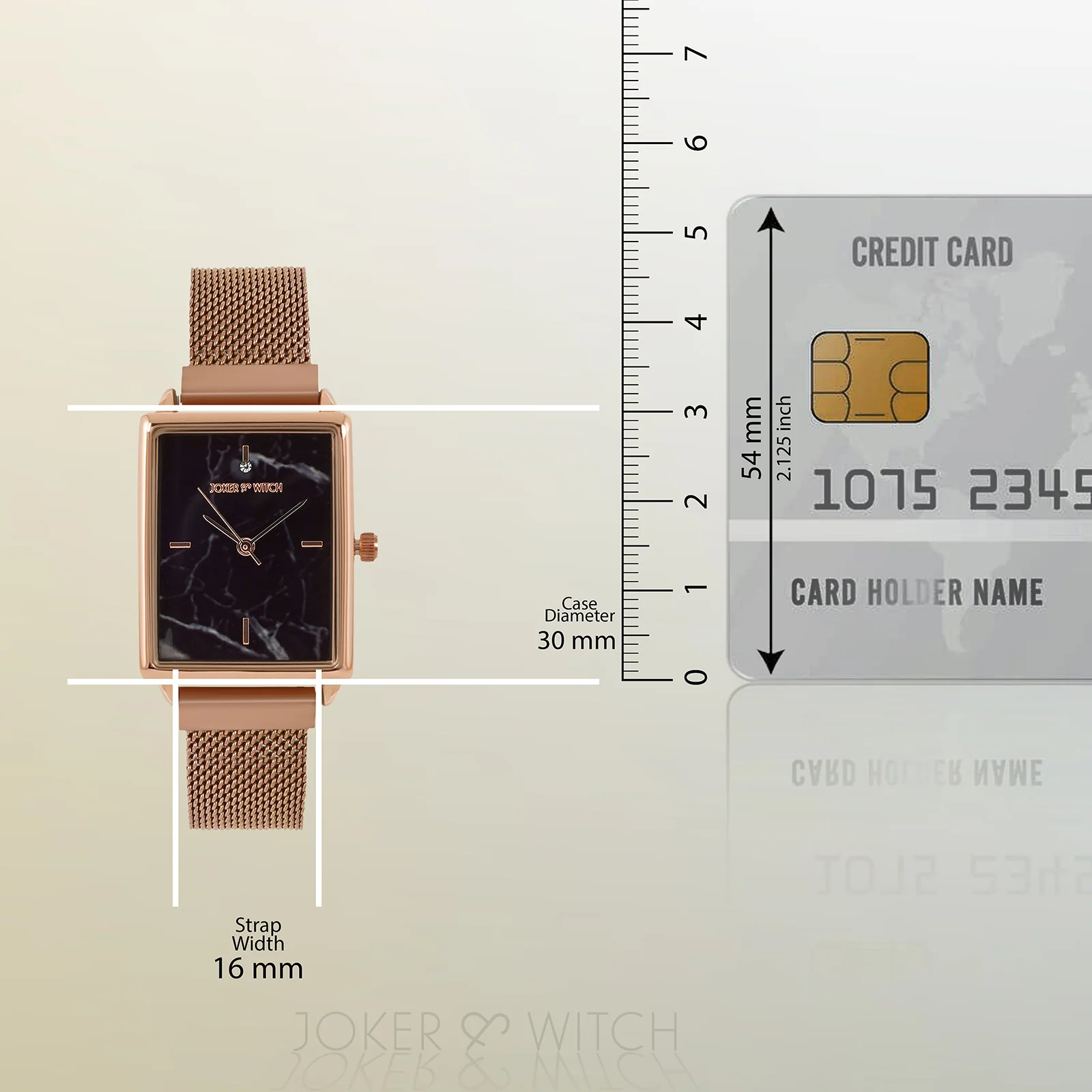 Quad Black Small Rectangle Marble Dial Rose Gold Magnetic Strap Women's Watch - Image 8