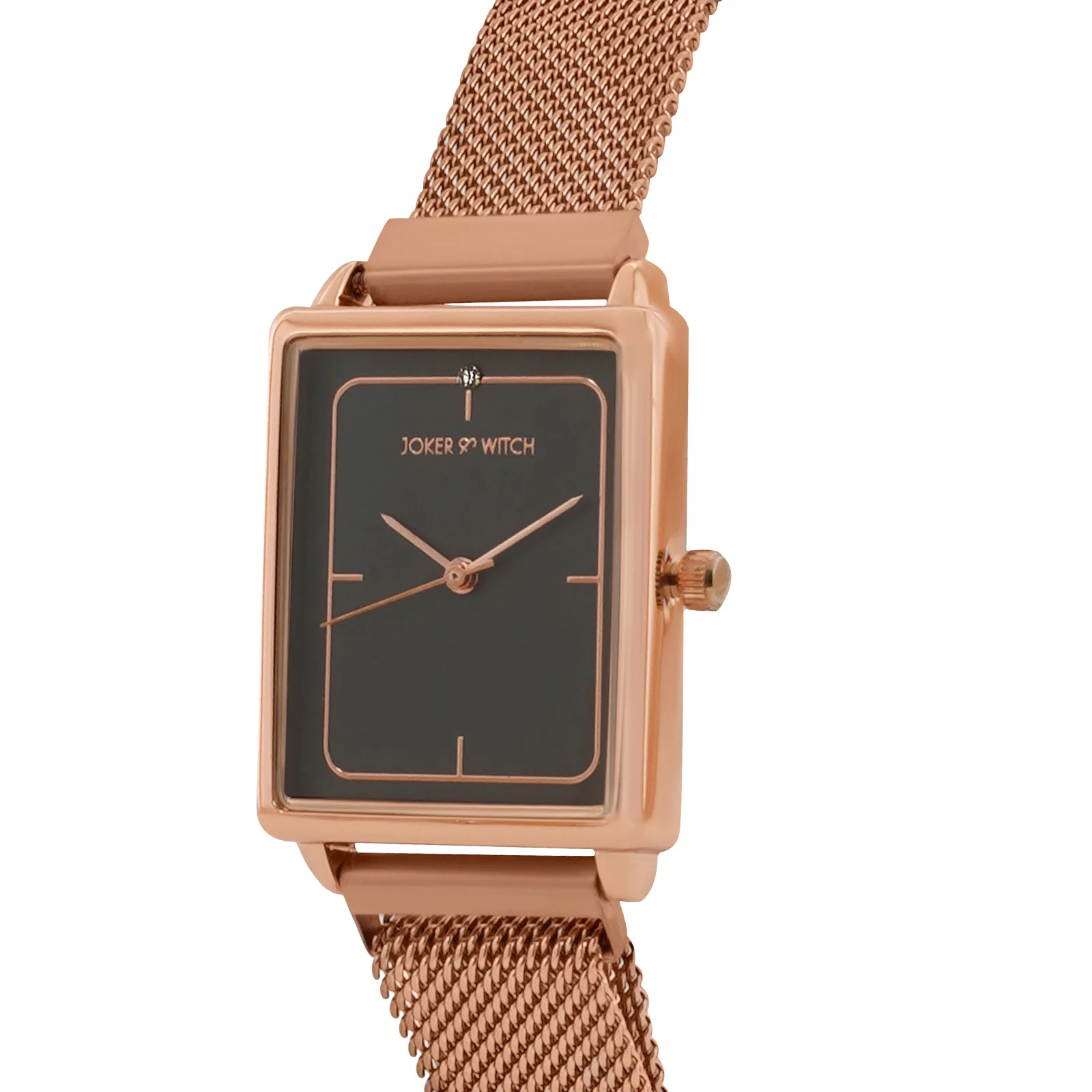 Quad Grey Small Rectangle Dial Rose Gold Magnetic Strap Women's Watch - Image 4