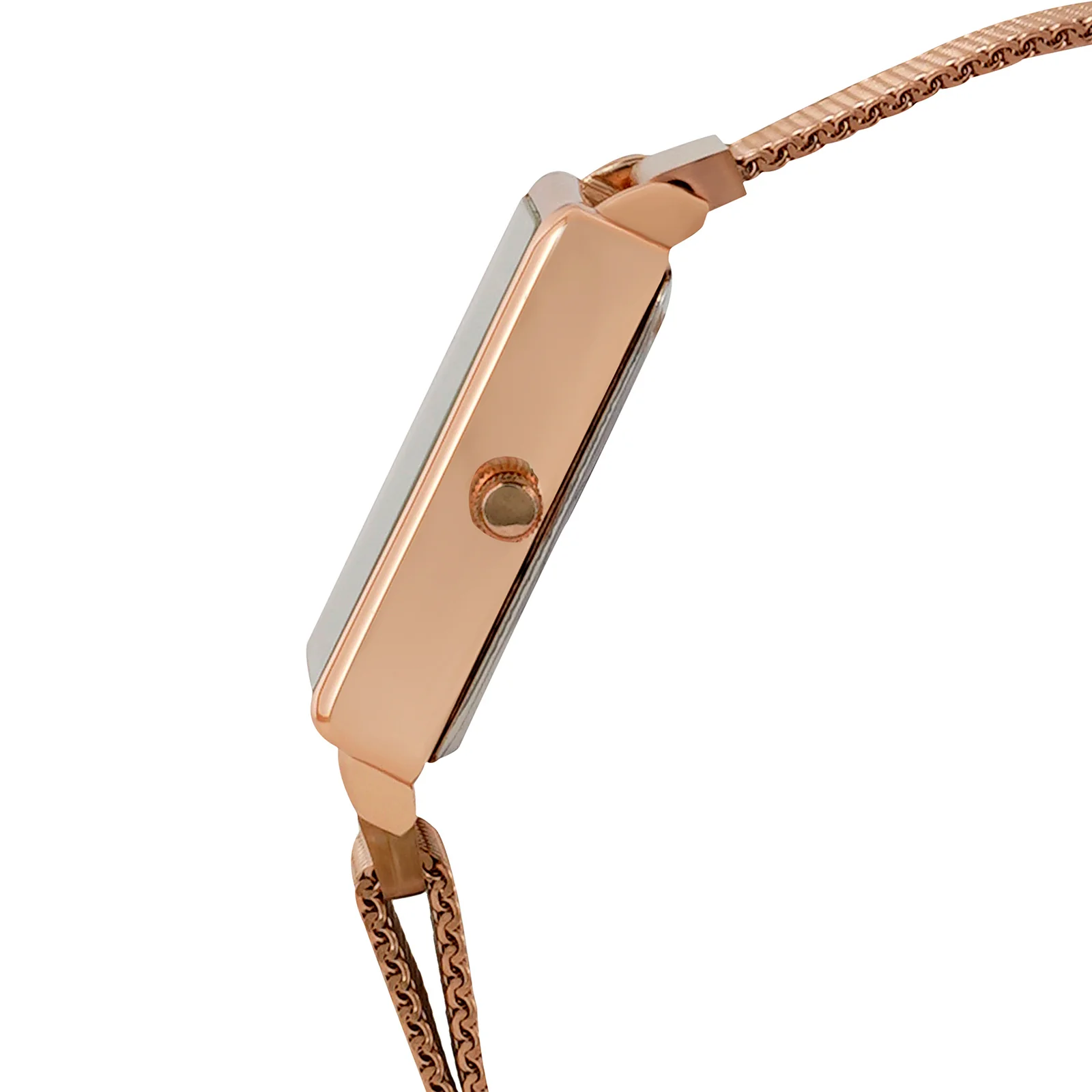 Quad Grey Small Rectangle Dial Rose Gold Magnetic Strap Women's Watch - Image 5