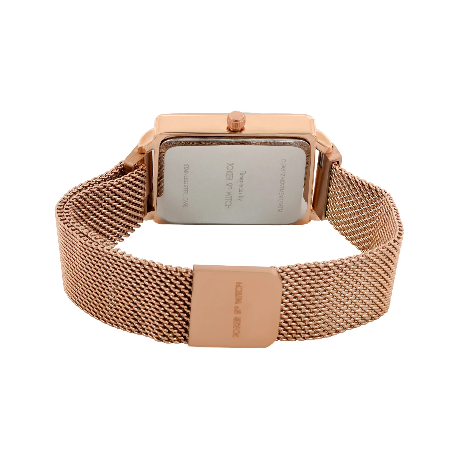 Quad Grey Small Rectangle Dial Rose Gold Magnetic Strap Women's Watch - Image 6