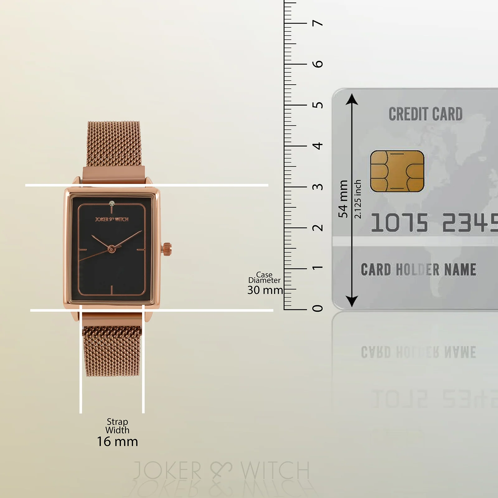 Quad Grey Small Rectangle Dial Rose Gold Magnetic Strap Women's Watch - Image 8