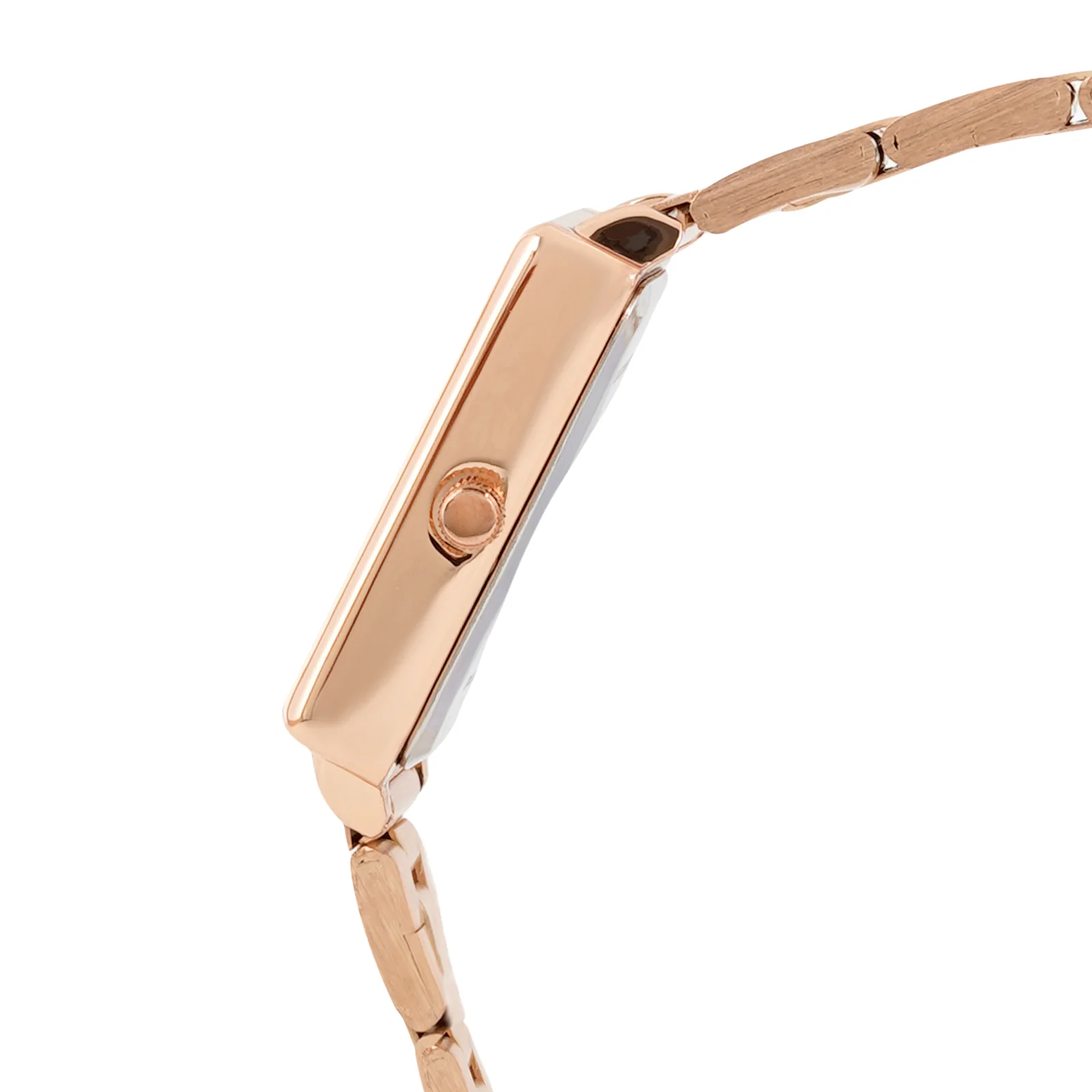 Quad Grey Small Rectangle Dial Rose Gold Linked Chain Strap Women's Watch - Image 5