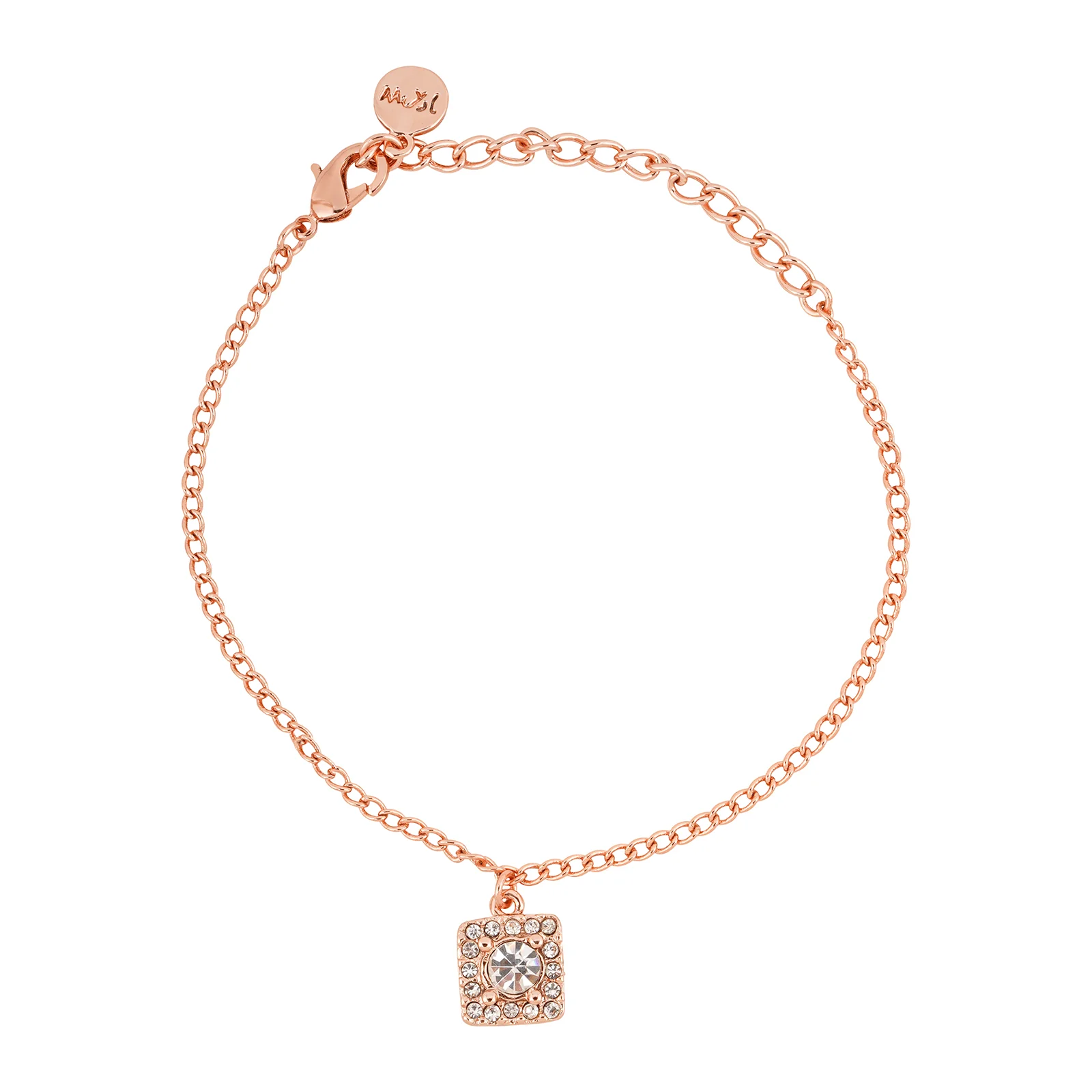 Quad Rhinestone Rose Gold Bracelet Charm - Image 3