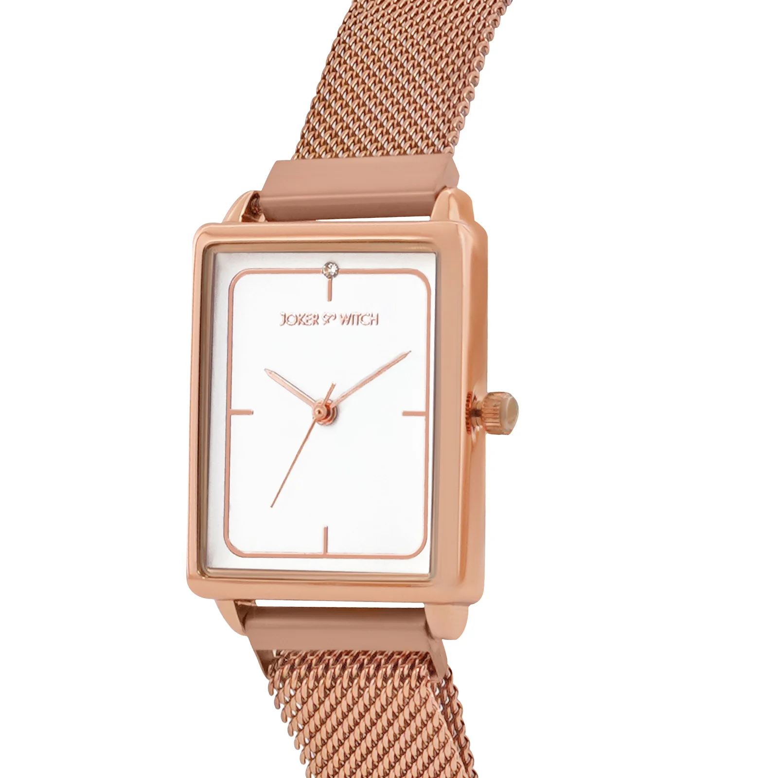 Quad White Small Rectangle Dial Rose Gold Magnetic Strap Women's Watch - Image 4