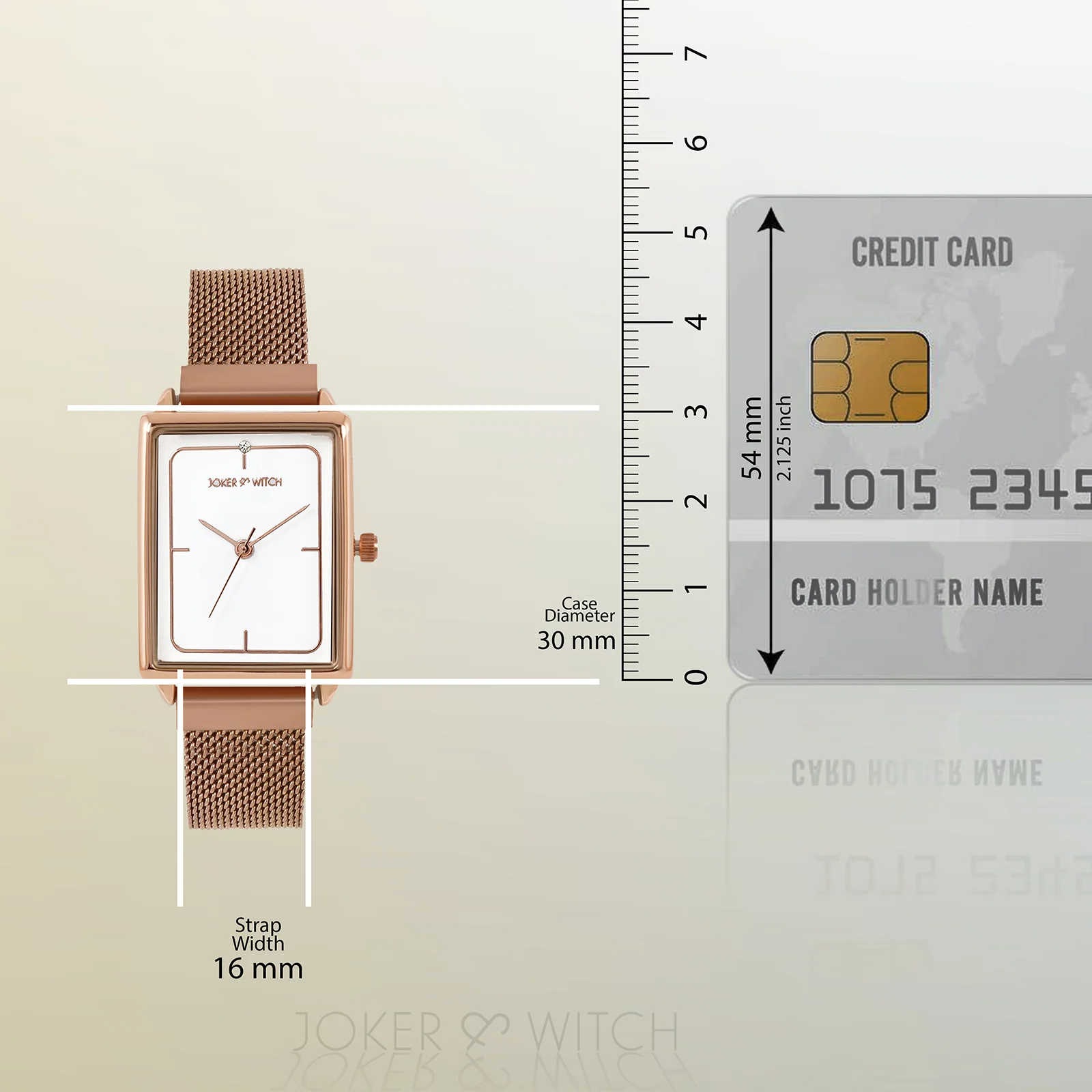 Quad White Small Rectangle Dial Rose Gold Magnetic Strap Women's Watch - Image 8