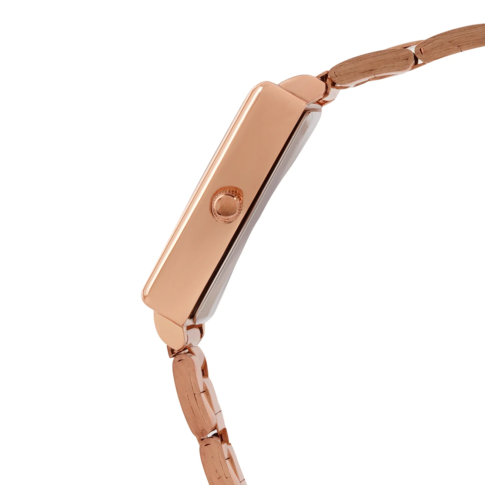 Quad White MOP Small Rectangle Dial Rose Gold Linked Chain Strap Women's Watch - Image 5