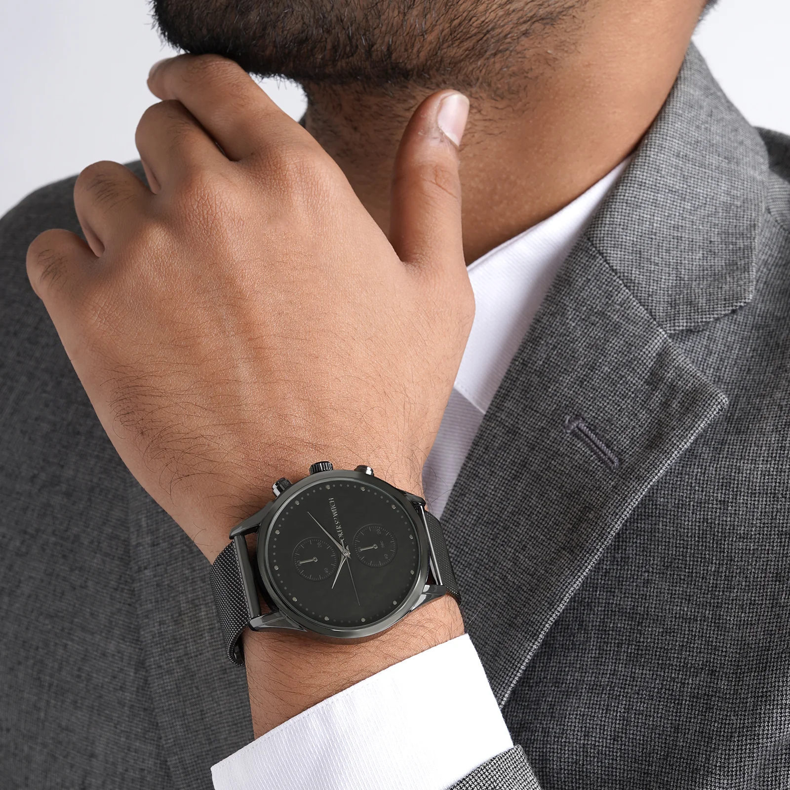 Quant Black XLarge Dial Mesh Strap Men's Watch - Image 2