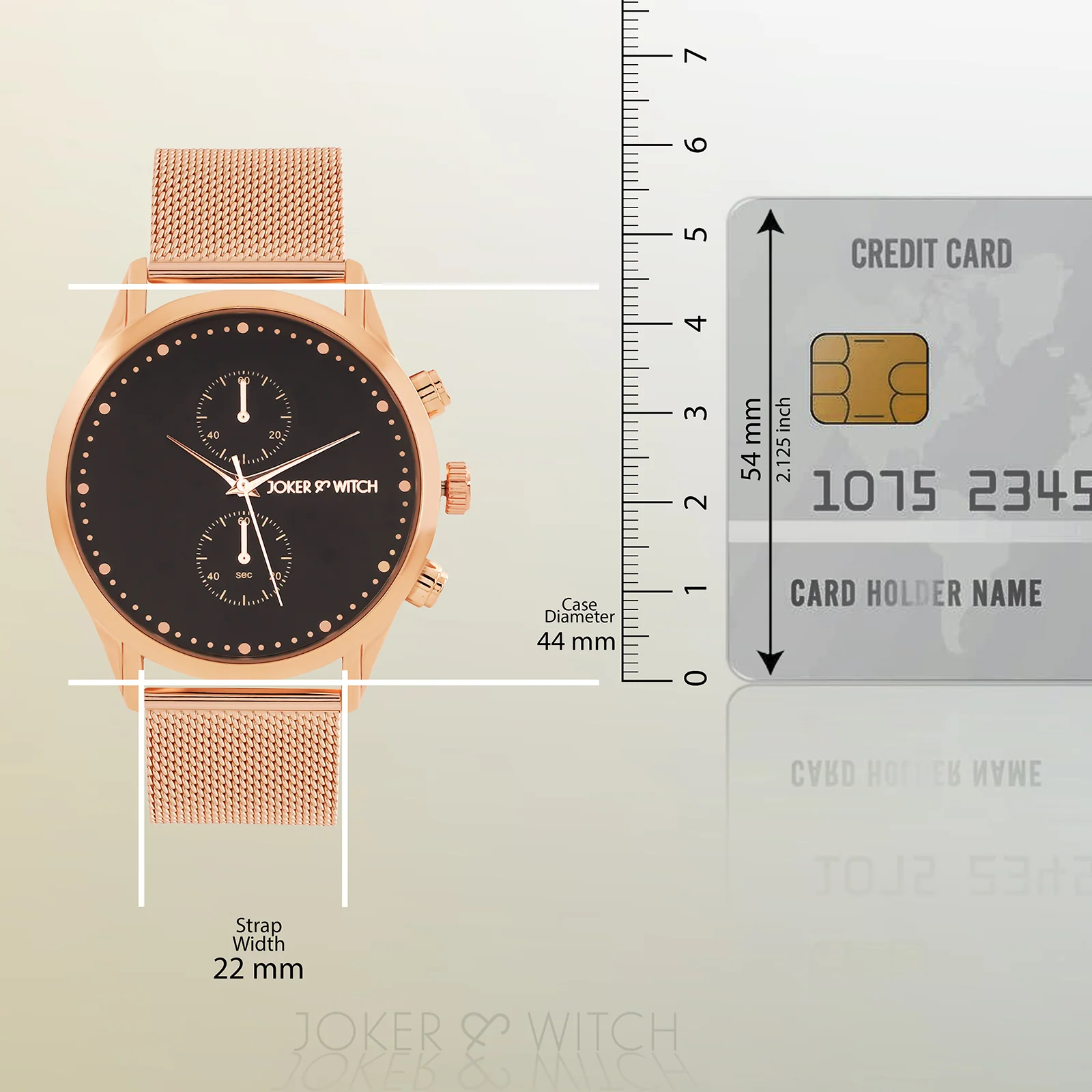 Quant Black XLarge Dial Rose Gold Mesh Strap Men's Watch - Image 8