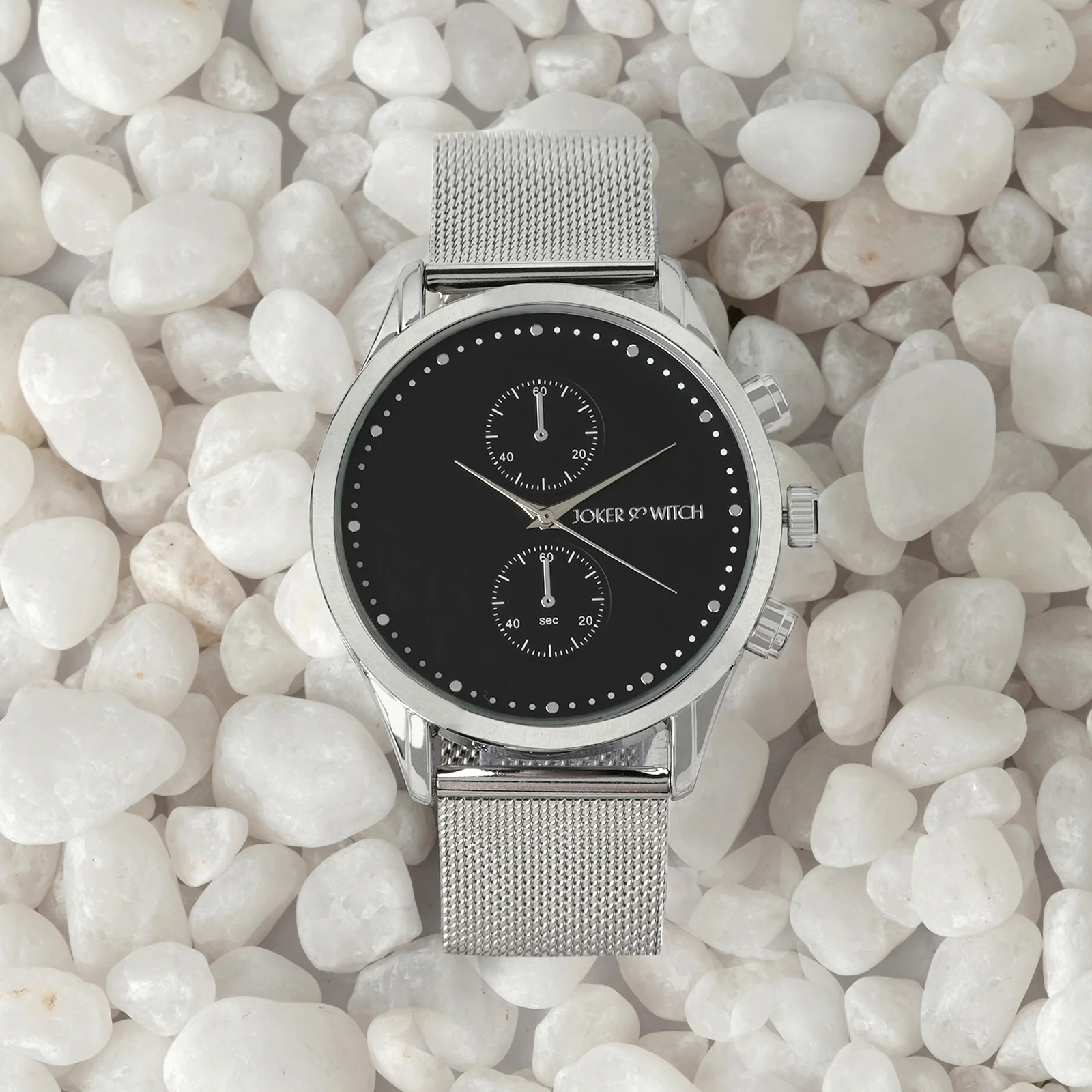 Quant Black XLarge Dial Silver Mesh Strap Men's Watch - Image 3