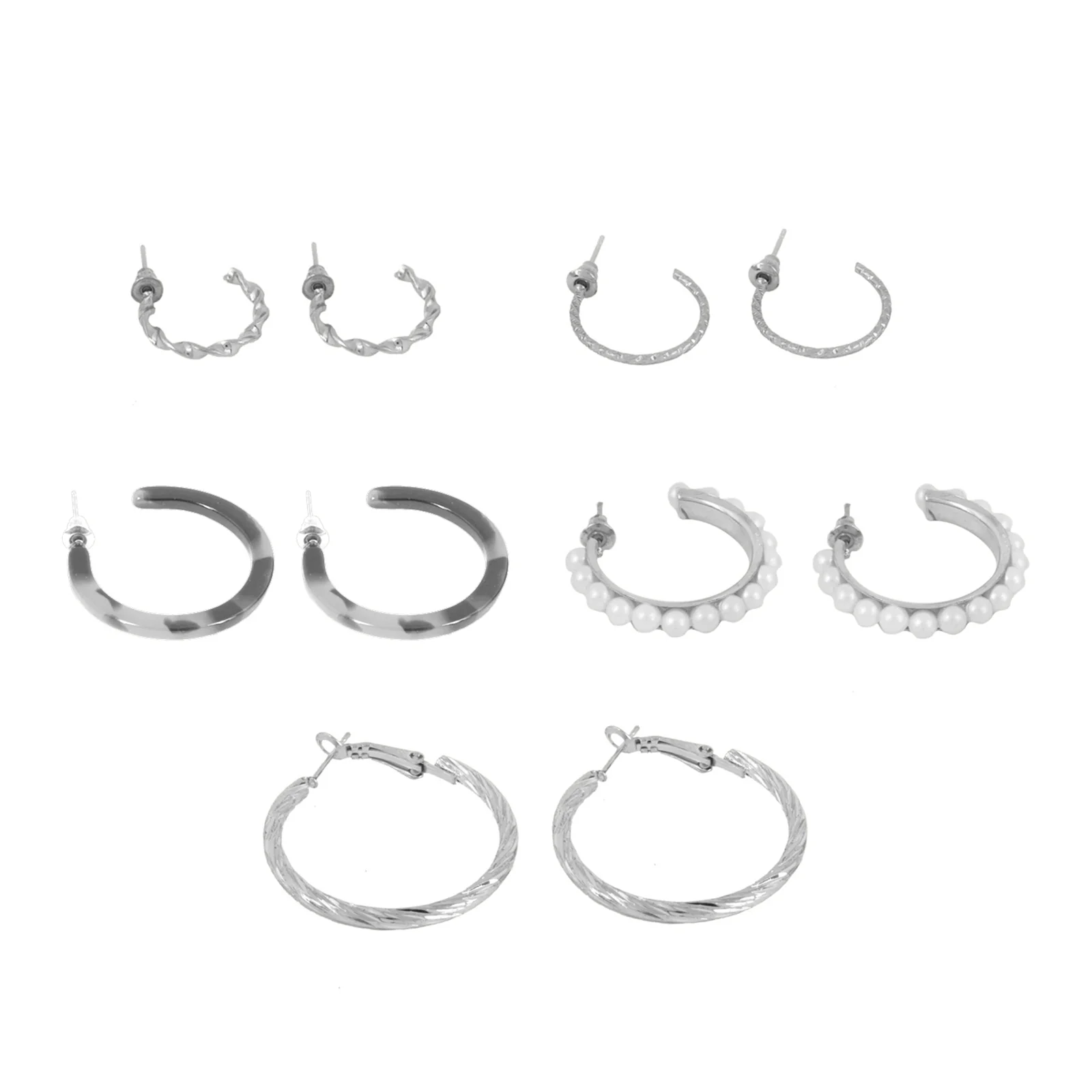 Bewitched Queen Bee Set of 5 Silver Hoop Earrings - Image 3