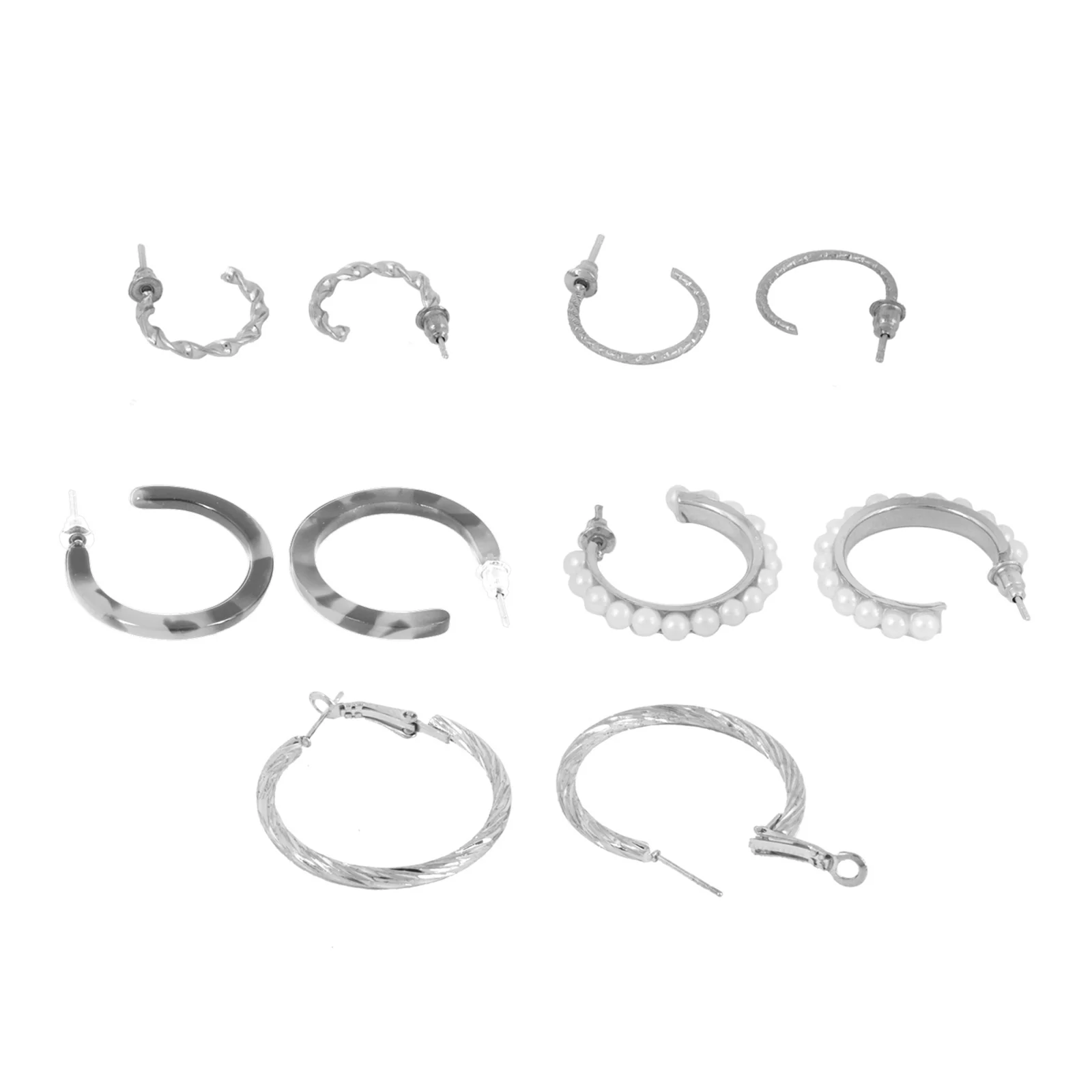 Bewitched Queen Bee Set of 5 Silver Hoop Earrings - Image 4