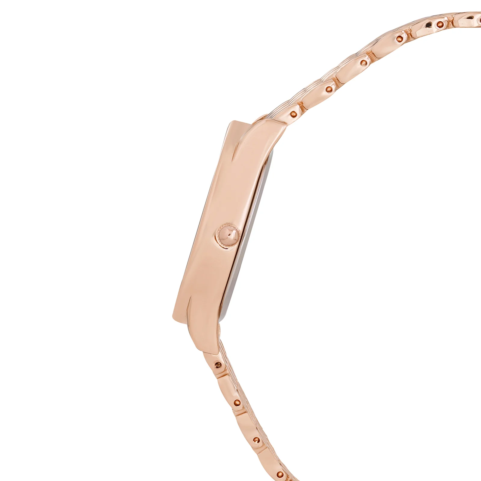 Quisp Black Small Oval Dial Rose Gold Linked Chain Strap Women's Watch - Image 4