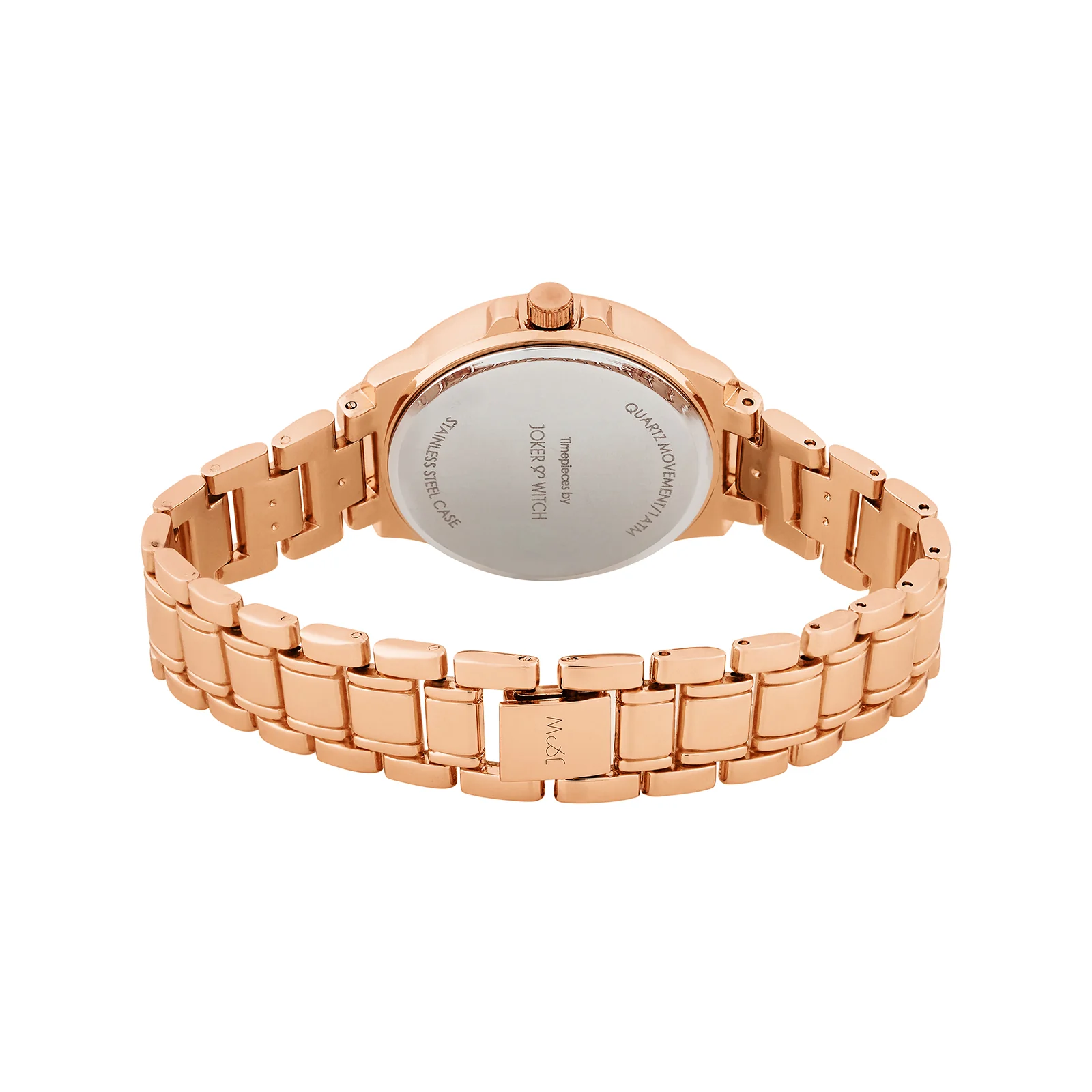 Radiant Halo Black Medium Rhinestone Dial Rose Gold Linked Chain Strap Women's Watch - Image 6