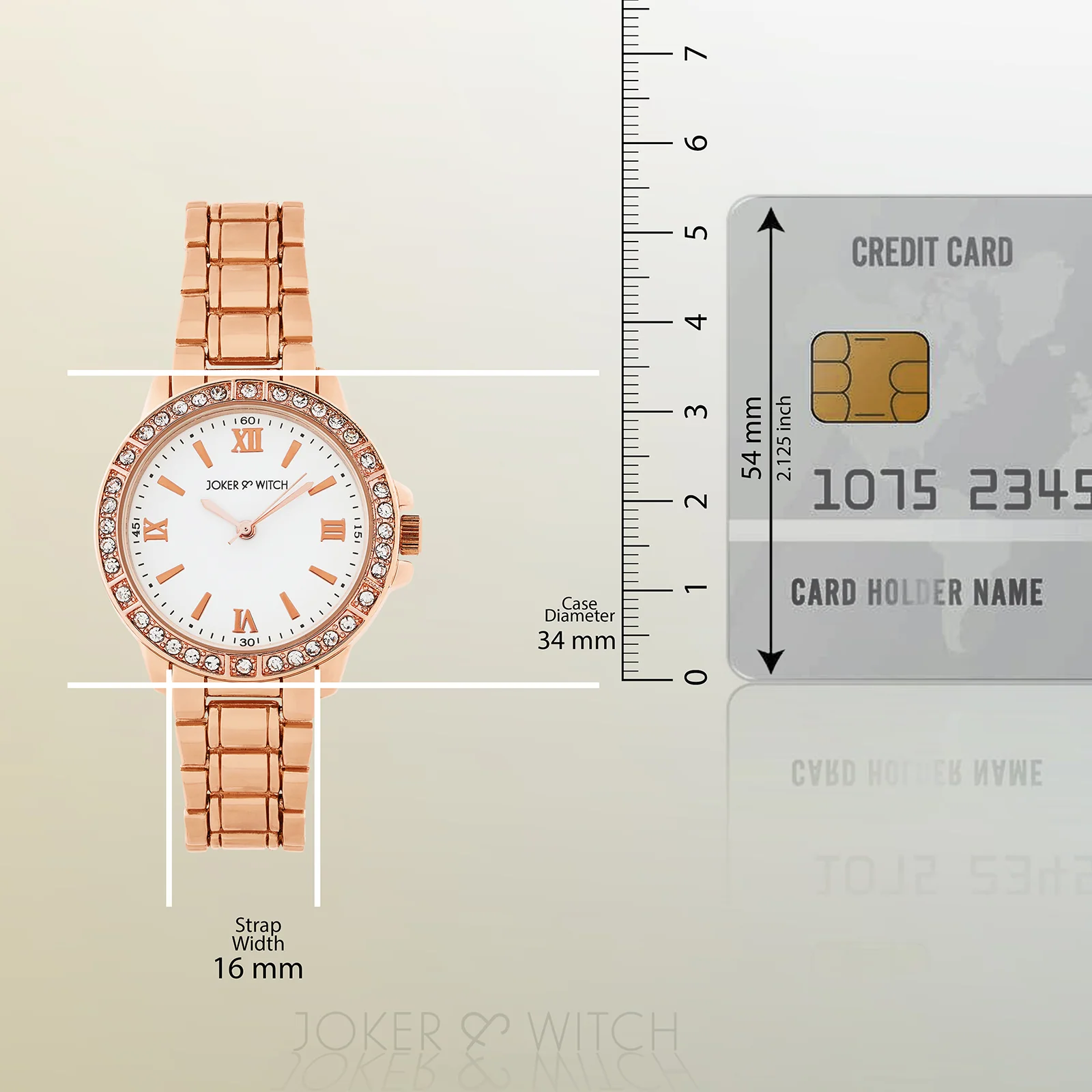 Radiant Halo White Medium Rhinestone Dial Rose Gold Linked Chain Strap Women's Watch - Image 8