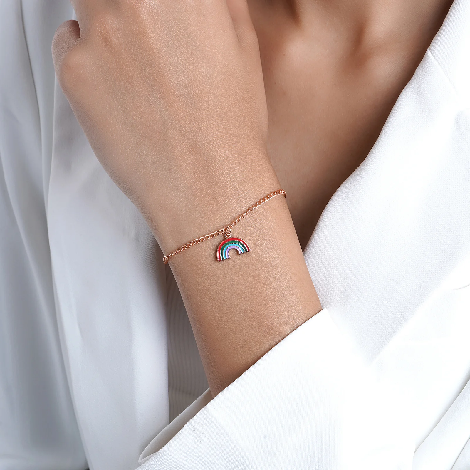 Rainbow Dreams Rose Gold Bracelet Charm - Image 2
