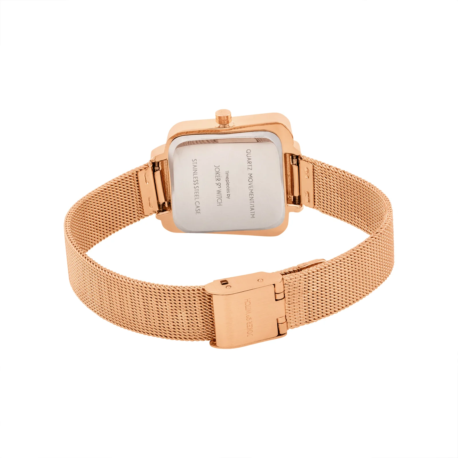 Regalia Black Small Hexagon Dial Rose Gold Mesh Strap Women's Watch - Image 6